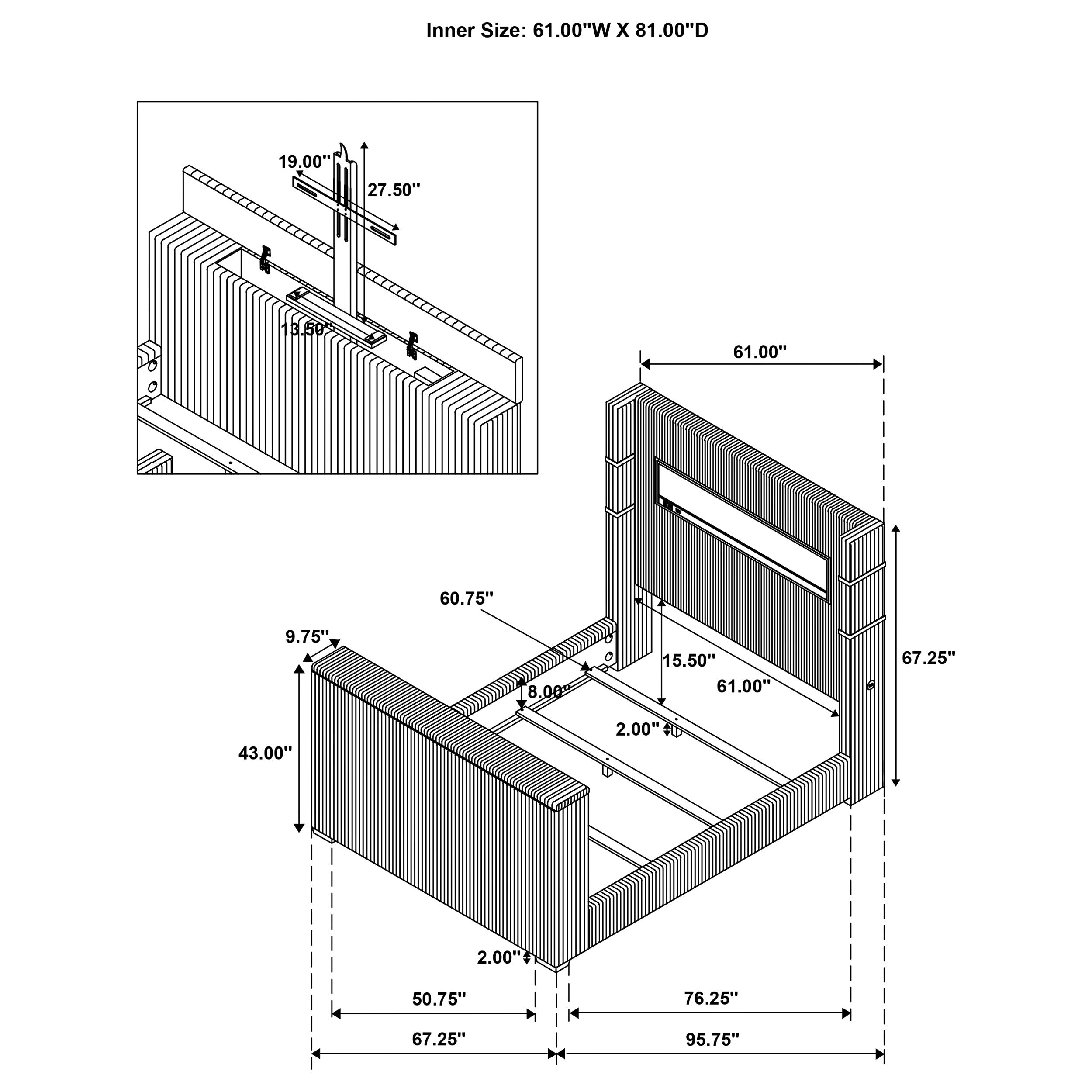 Tisdall Wingback TV Bed with Flame Visualizer - Ideal Furniture (Fresno,CA)