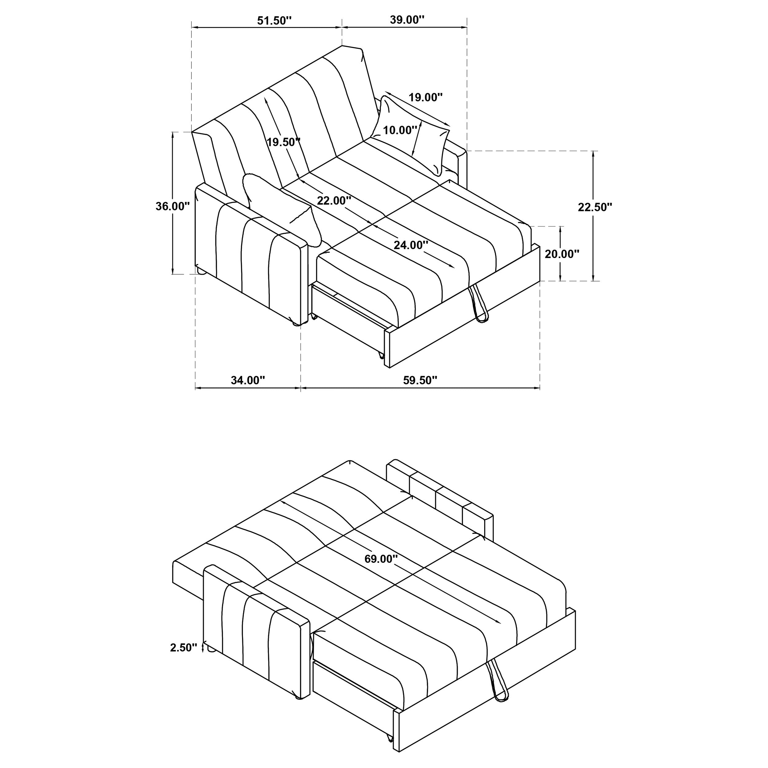 Portland Convertible Sleeper Sofa Bed - Ideal Furniture (Fresno,CA)