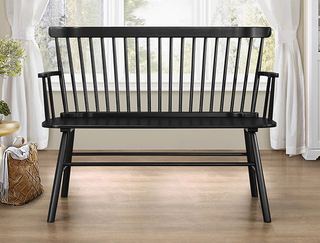 JERIMIAH SPINDLEBACK BENCH BLACK - Ideal Furniture (Fresno,CA)