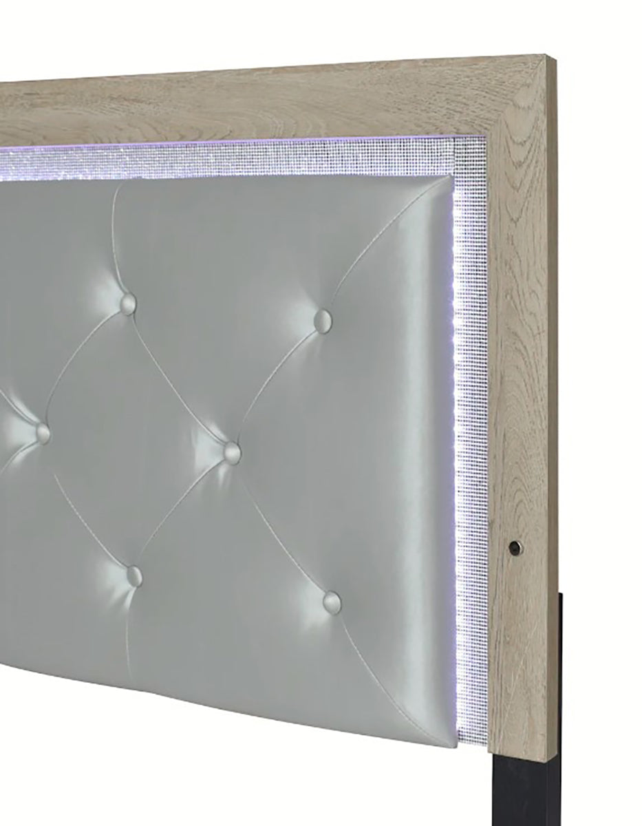 Crown Mark Furniture Jaylen King Upholstered Panel Bed in Gray - Ideal Furniture (Fresno,CA)