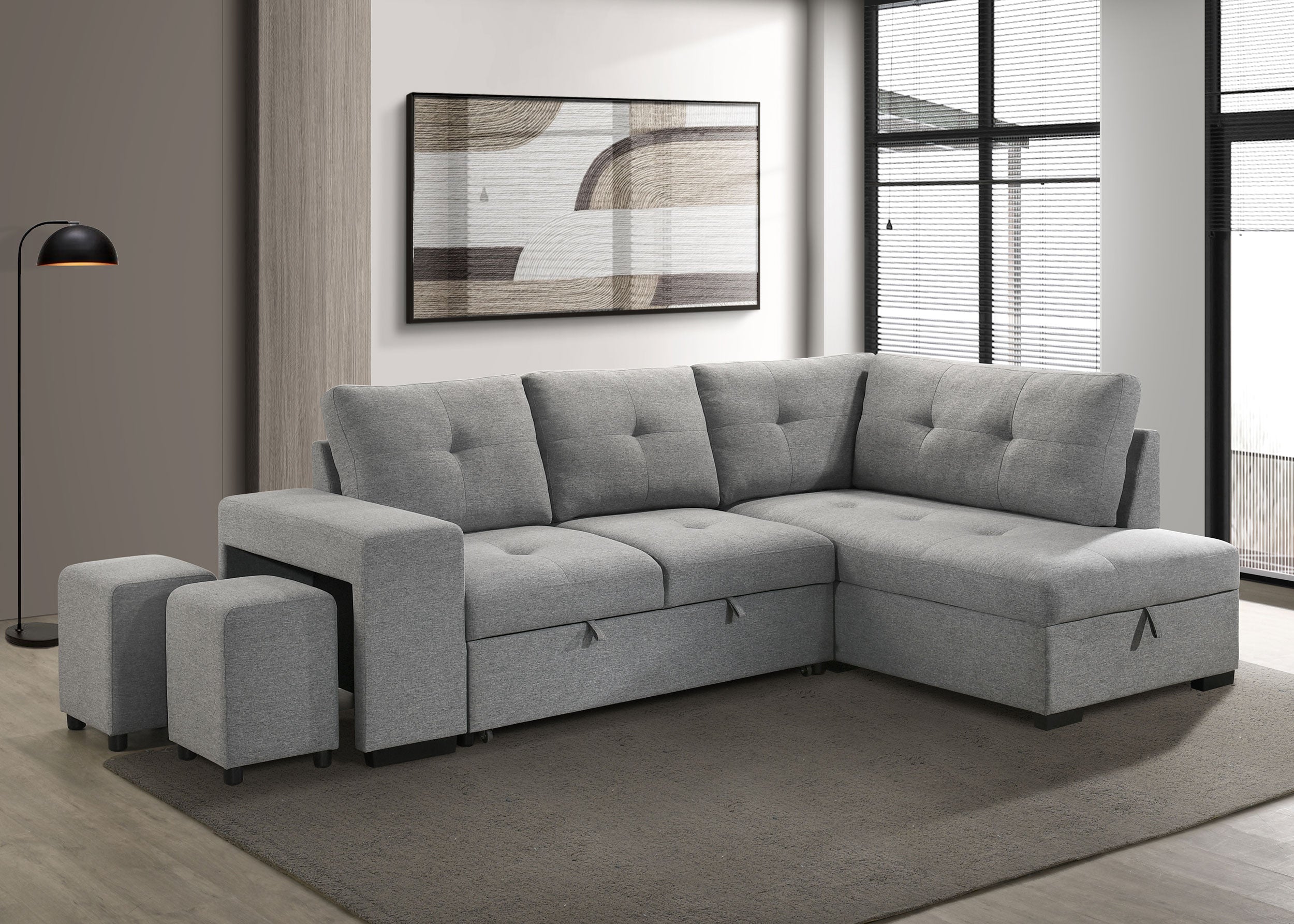 Roanne Pull-Out Sleeper Sectional Sofa - Ideal Furniture (Fresno,CA)