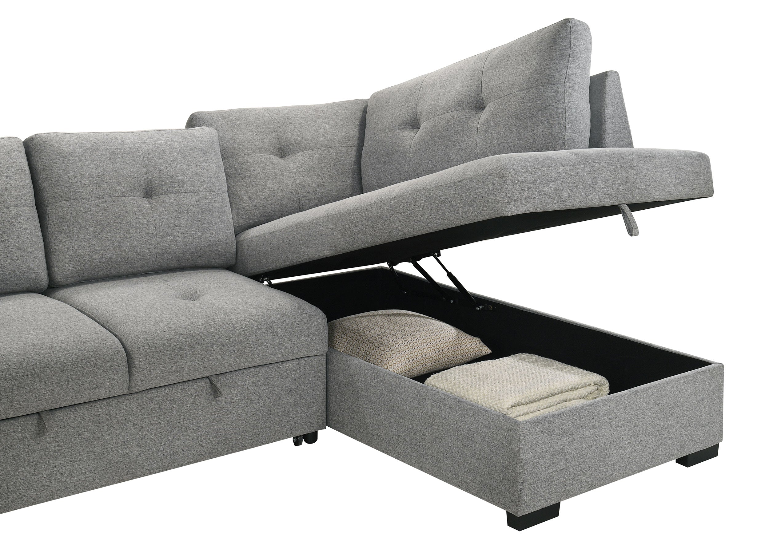 Roanne Pull-Out Sleeper Sectional Sofa - Ideal Furniture (Fresno,CA)