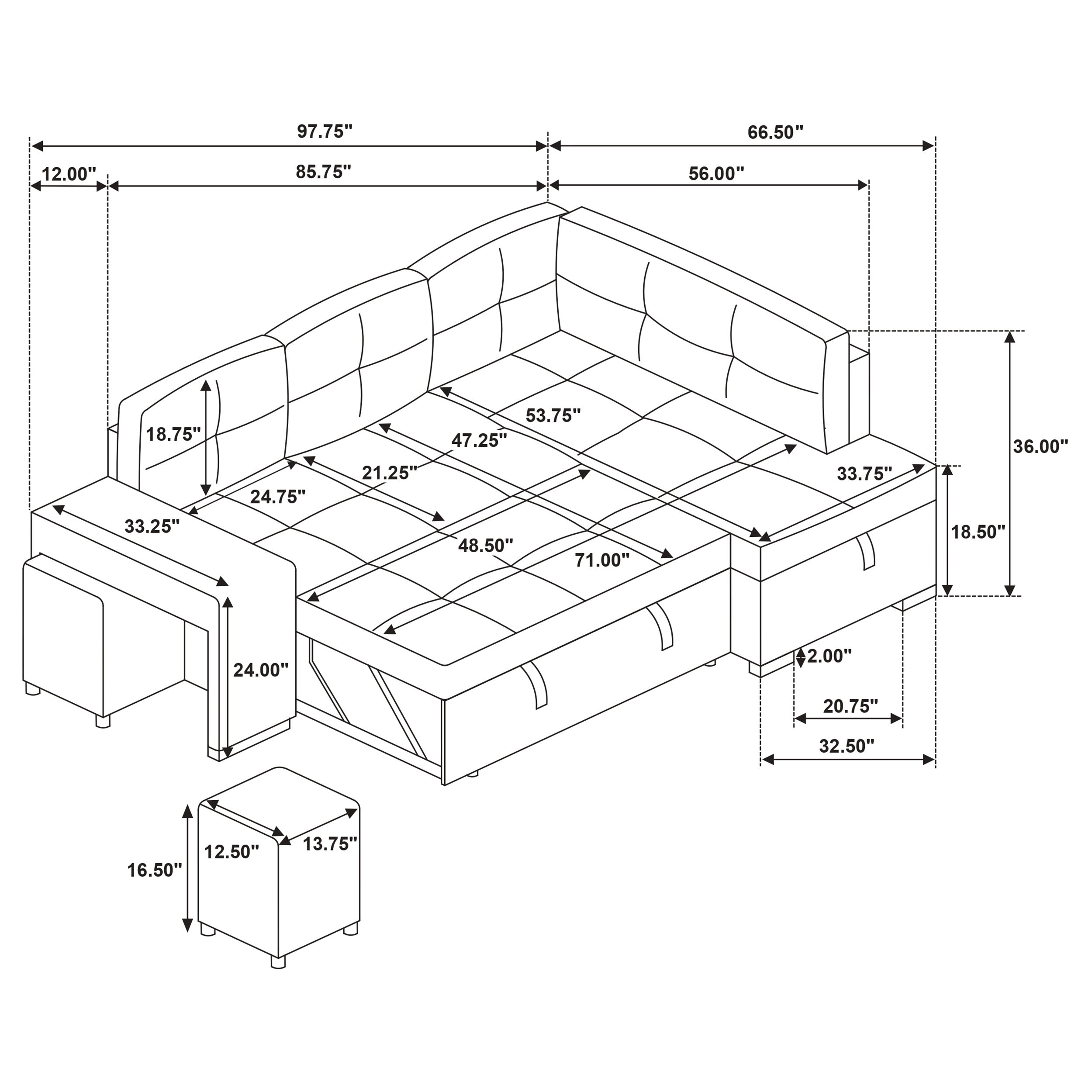 Roanne Pull-Out Sleeper Sectional Sofa - Ideal Furniture (Fresno,CA)