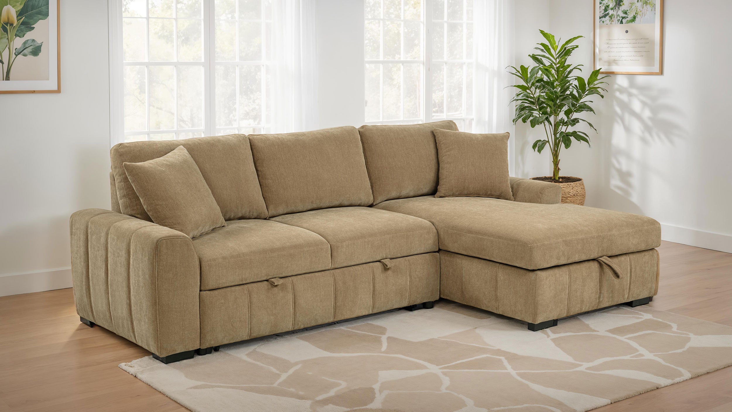 Pastrana Pull-Out Sleeper Sectional Sofa - Ideal Furniture (Fresno,CA)