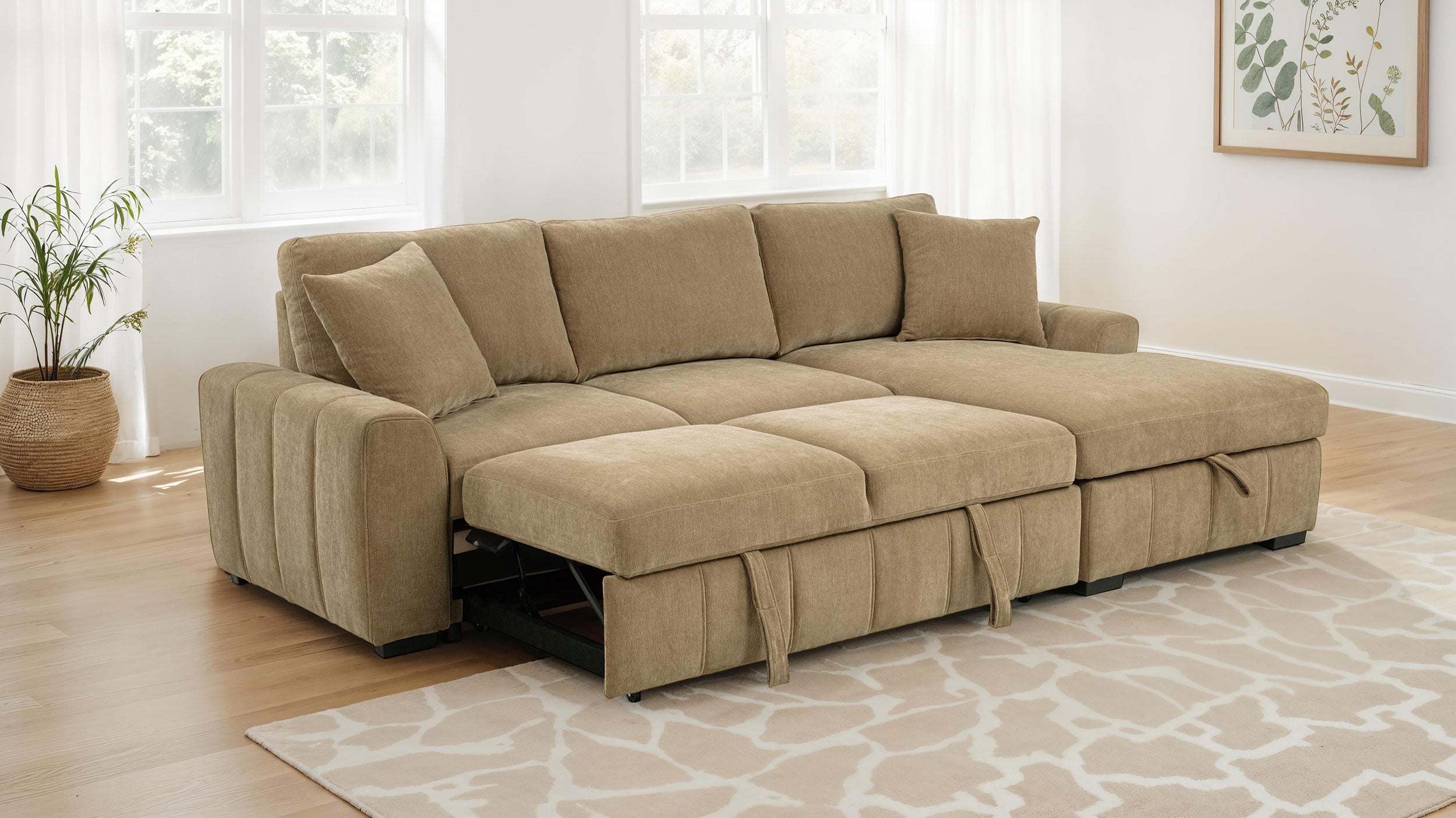 Pastrana Pull-Out Sleeper Sectional Sofa - Ideal Furniture (Fresno,CA)