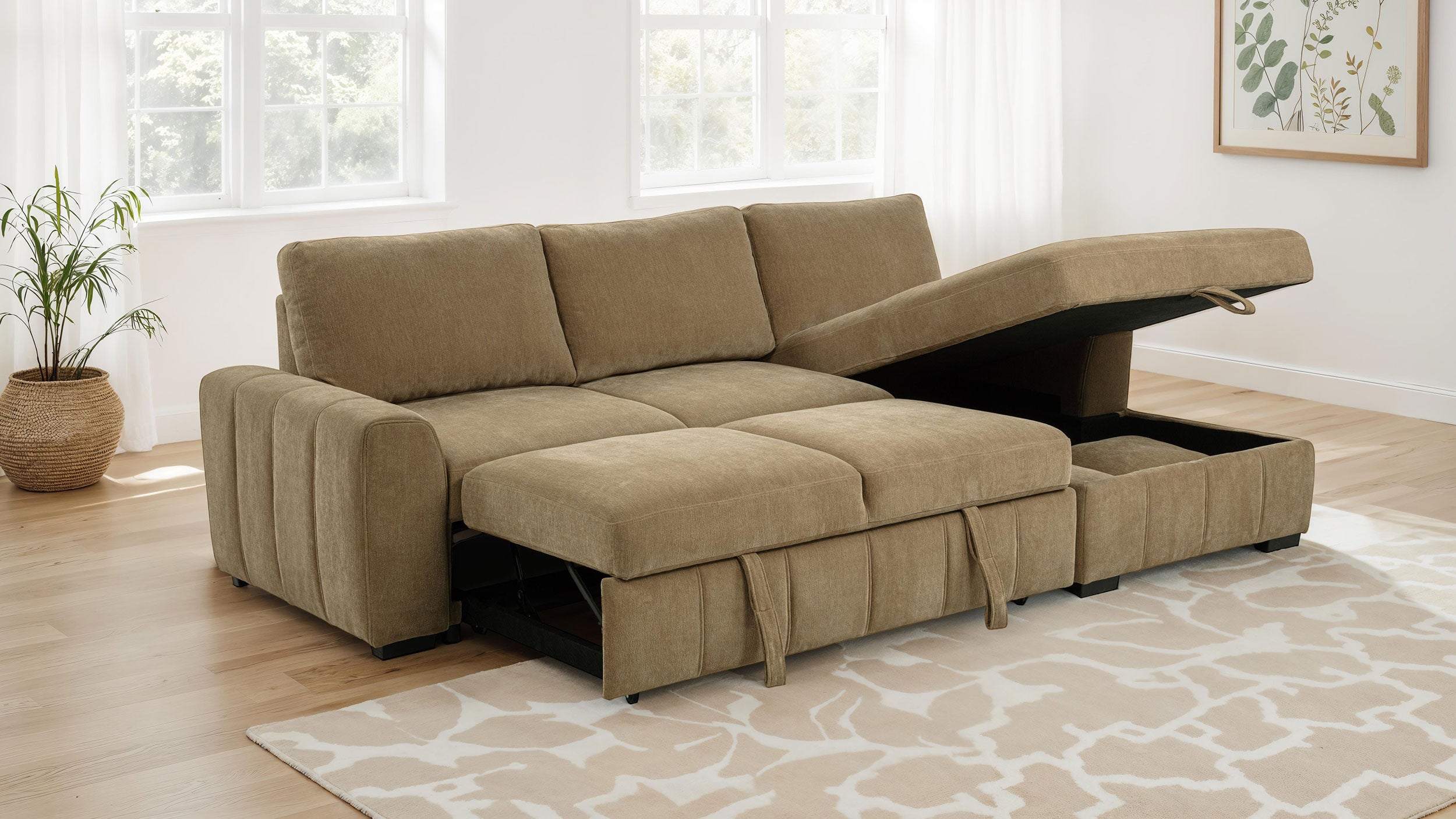 Pastrana Pull-Out Sleeper Sectional Sofa - Ideal Furniture (Fresno,CA)