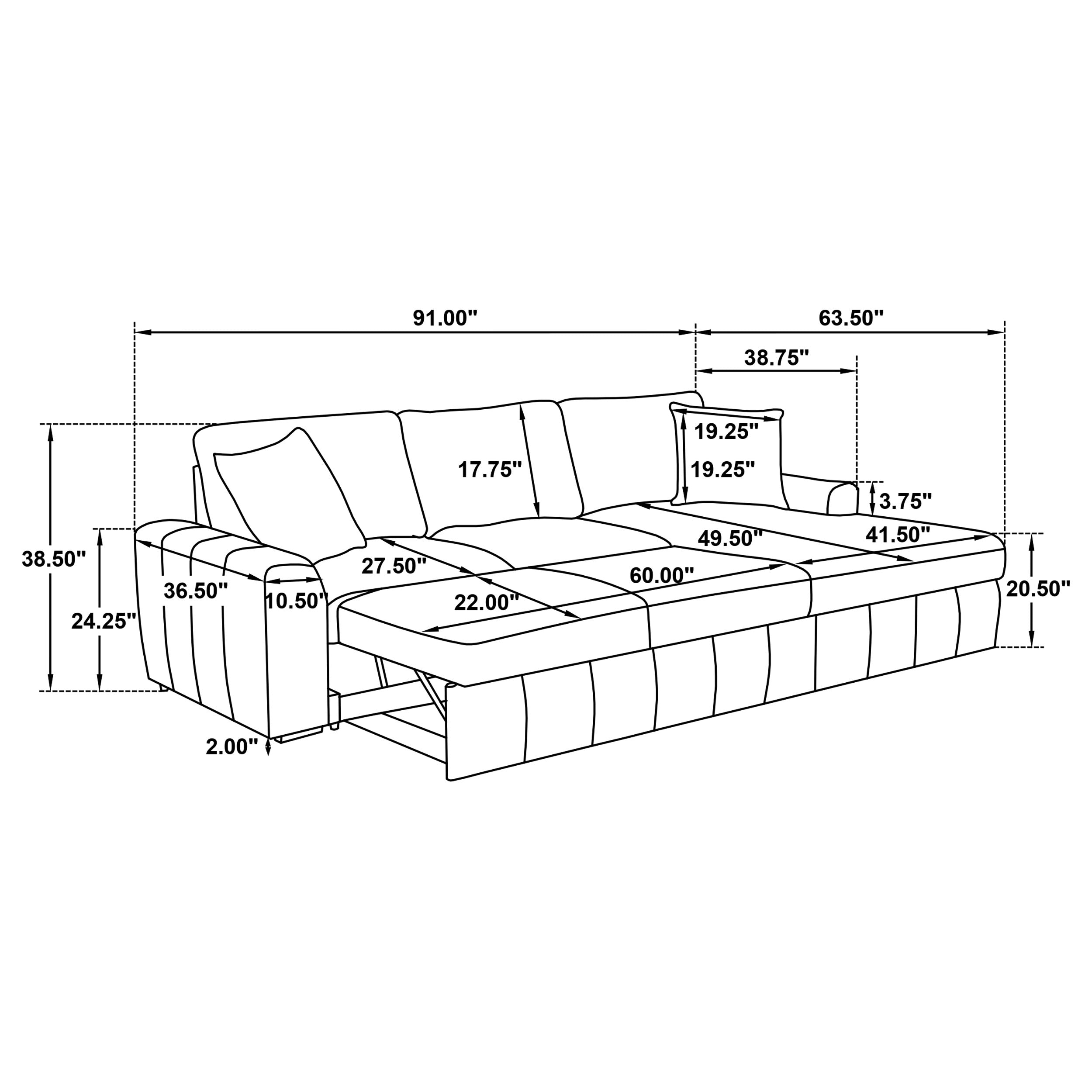 Pastrana Pull-Out Sleeper Sectional Sofa - Ideal Furniture (Fresno,CA)