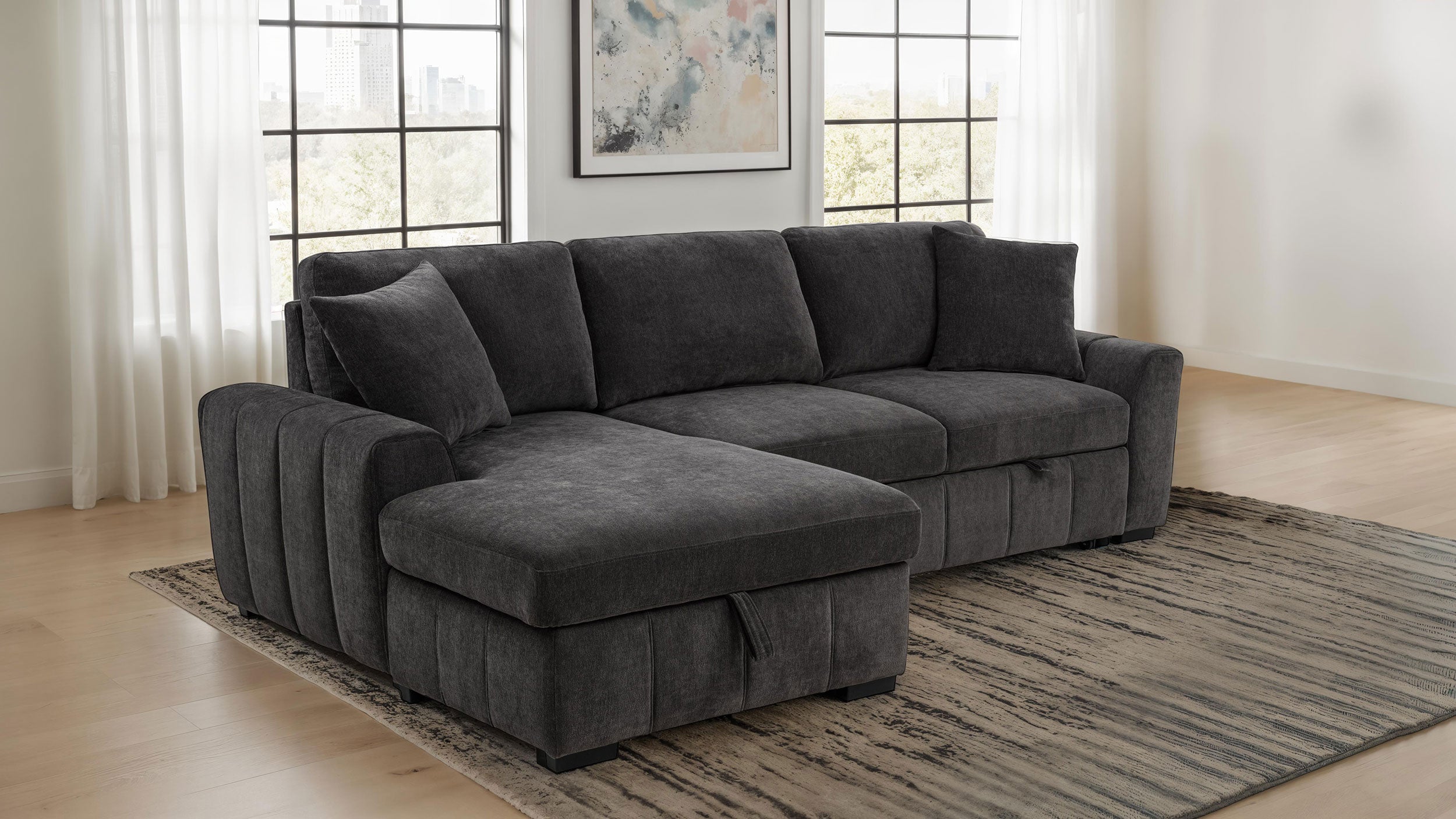 Pastrana Pull-Out Sleeper Sectional Sofa - Ideal Furniture (Fresno,CA)