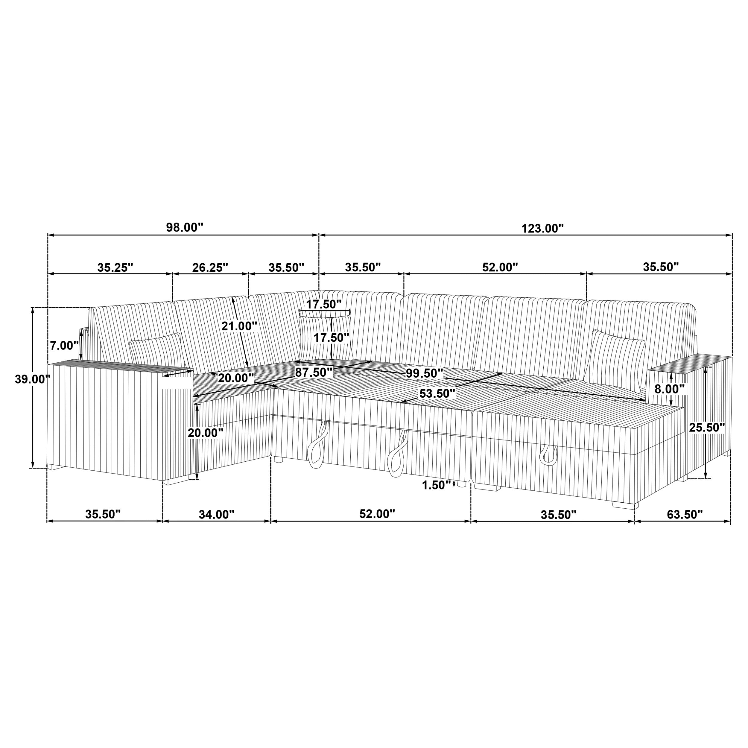 Devonshire Pull-Out Sleeper Sectional Sofa - Ideal Furniture (Fresno,CA)