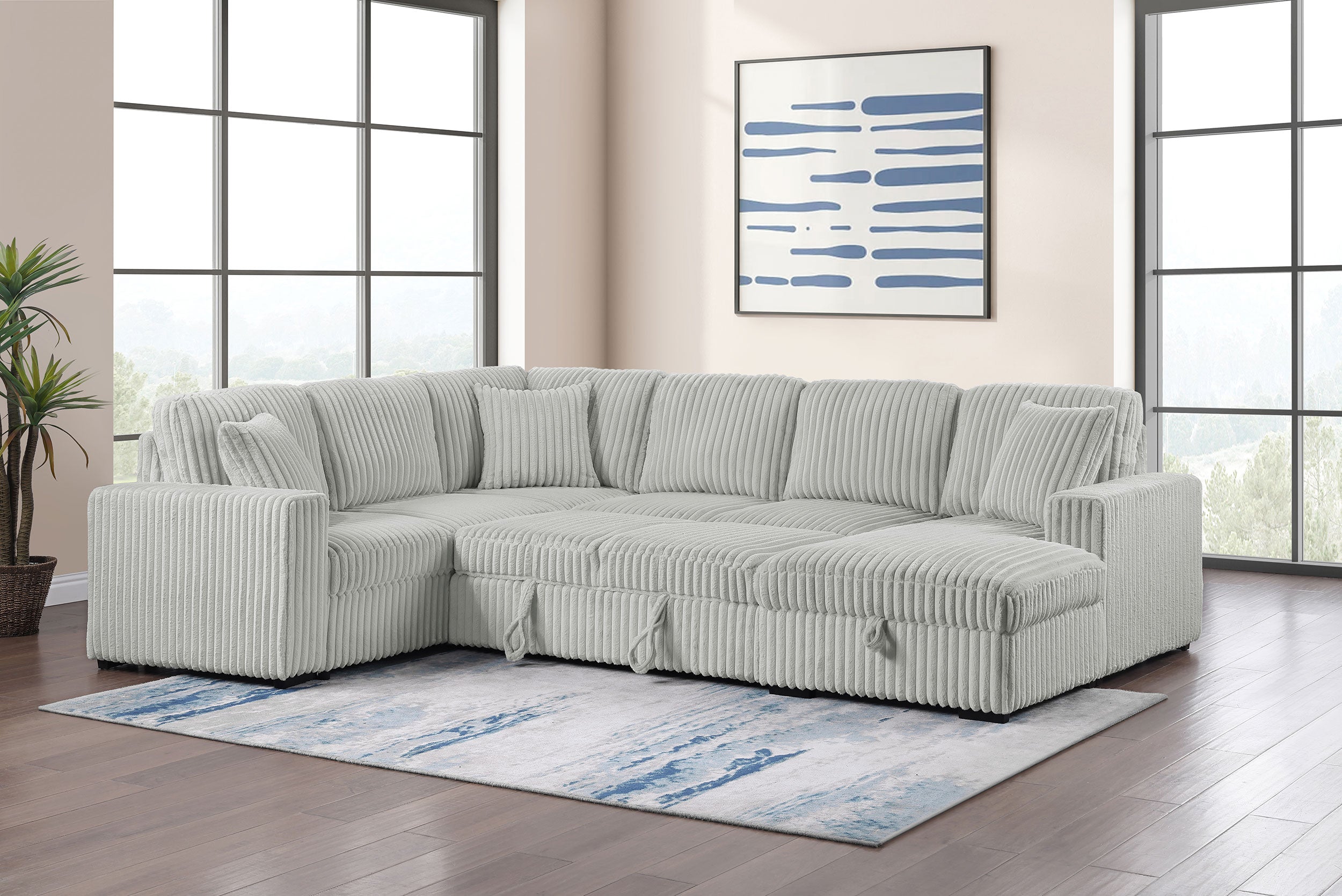 Devonshire Pull-Out Sleeper Sectional Sofa - Ideal Furniture (Fresno,CA)