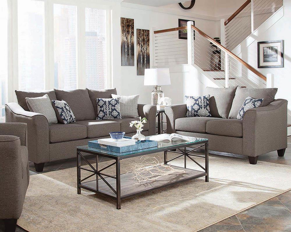 Salizar Upholstered Flared Arm Living Room Set Grey - Ideal Furniture (Fresno,CA)