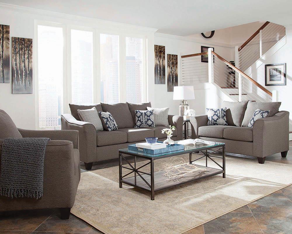Salizar Upholstered Flared Arm Living Room Set Grey - Ideal Furniture (Fresno,CA)