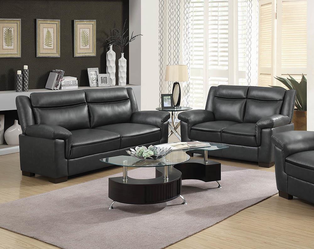 Arabella Upholstered Pillow Top Arm Living Room Set Grey - Ideal Furniture (Fresno,CA)