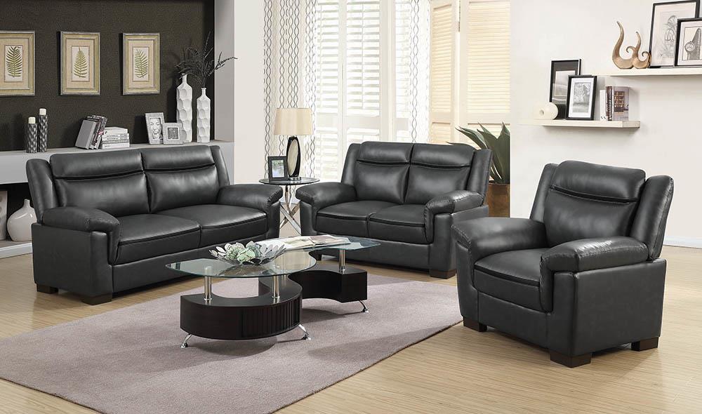 Arabella Upholstered Pillow Top Arm Living Room Set Grey - Ideal Furniture (Fresno,CA)