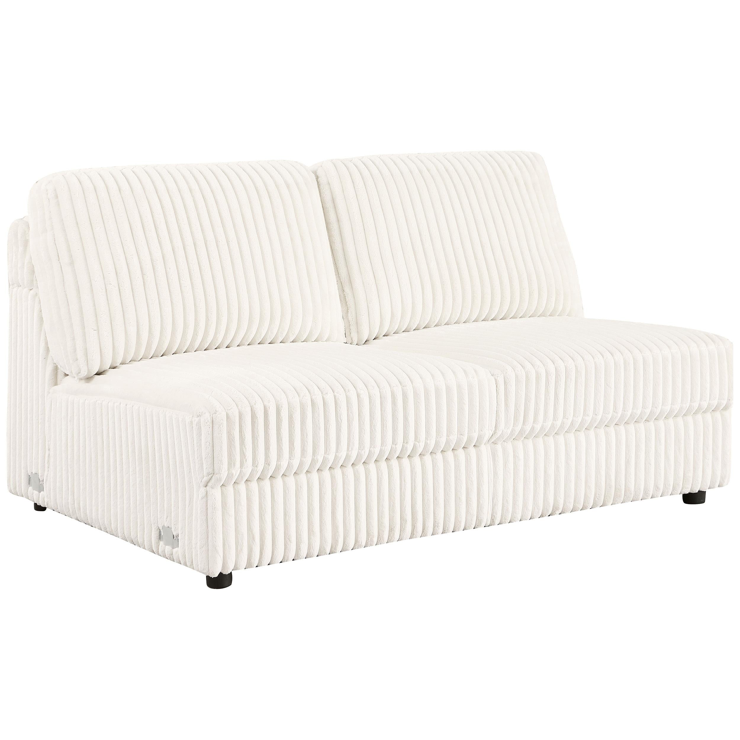 Emberson Upholstered Armless Loveseat Ivory - Ideal Furniture (Fresno,CA)