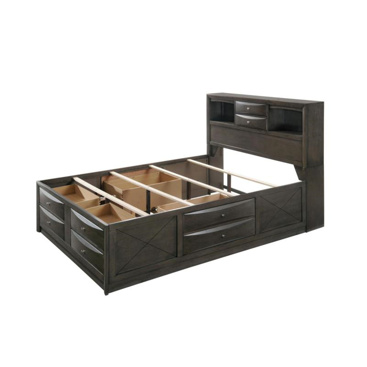 Crown Mark Emily Queen Captain's Storage Bed in Grey - Ideal Furniture (Fresno,CA)