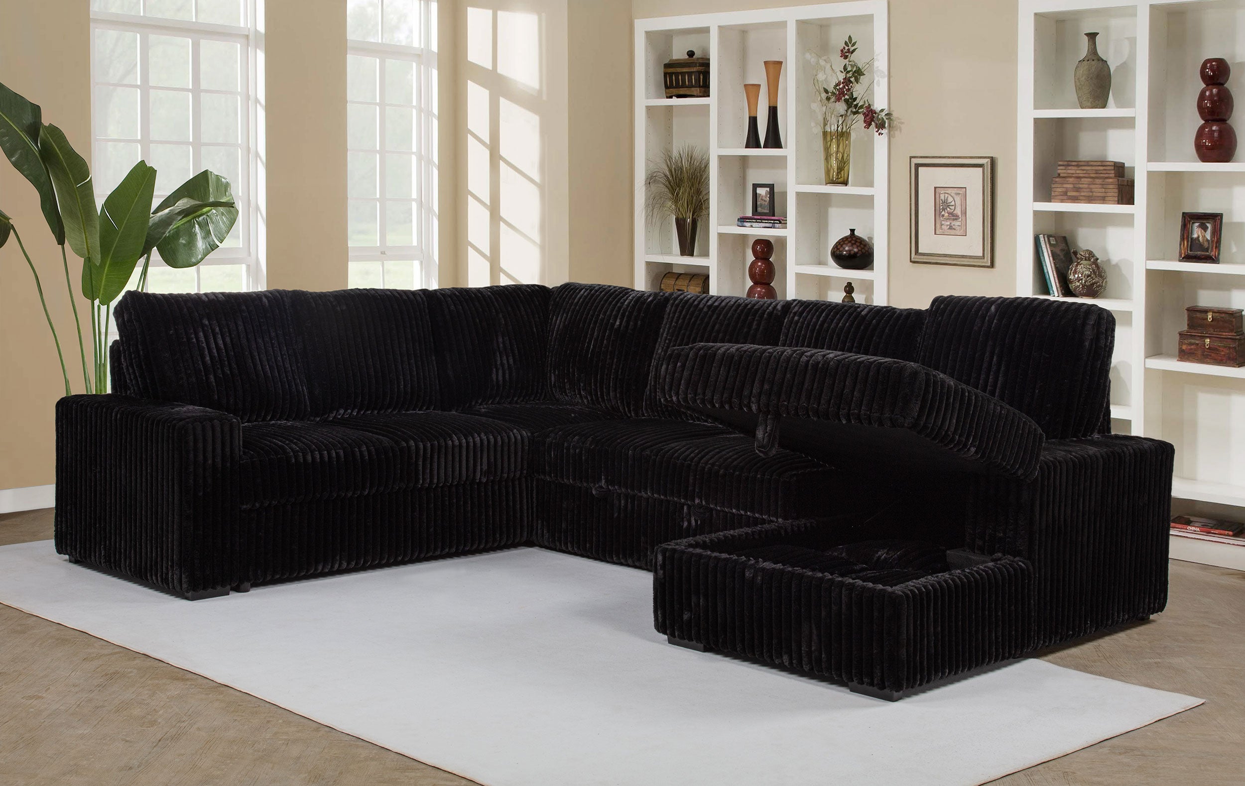 Devonshire Pull-Out Sleeper Sectional Sofa - Ideal Furniture (Fresno,CA)