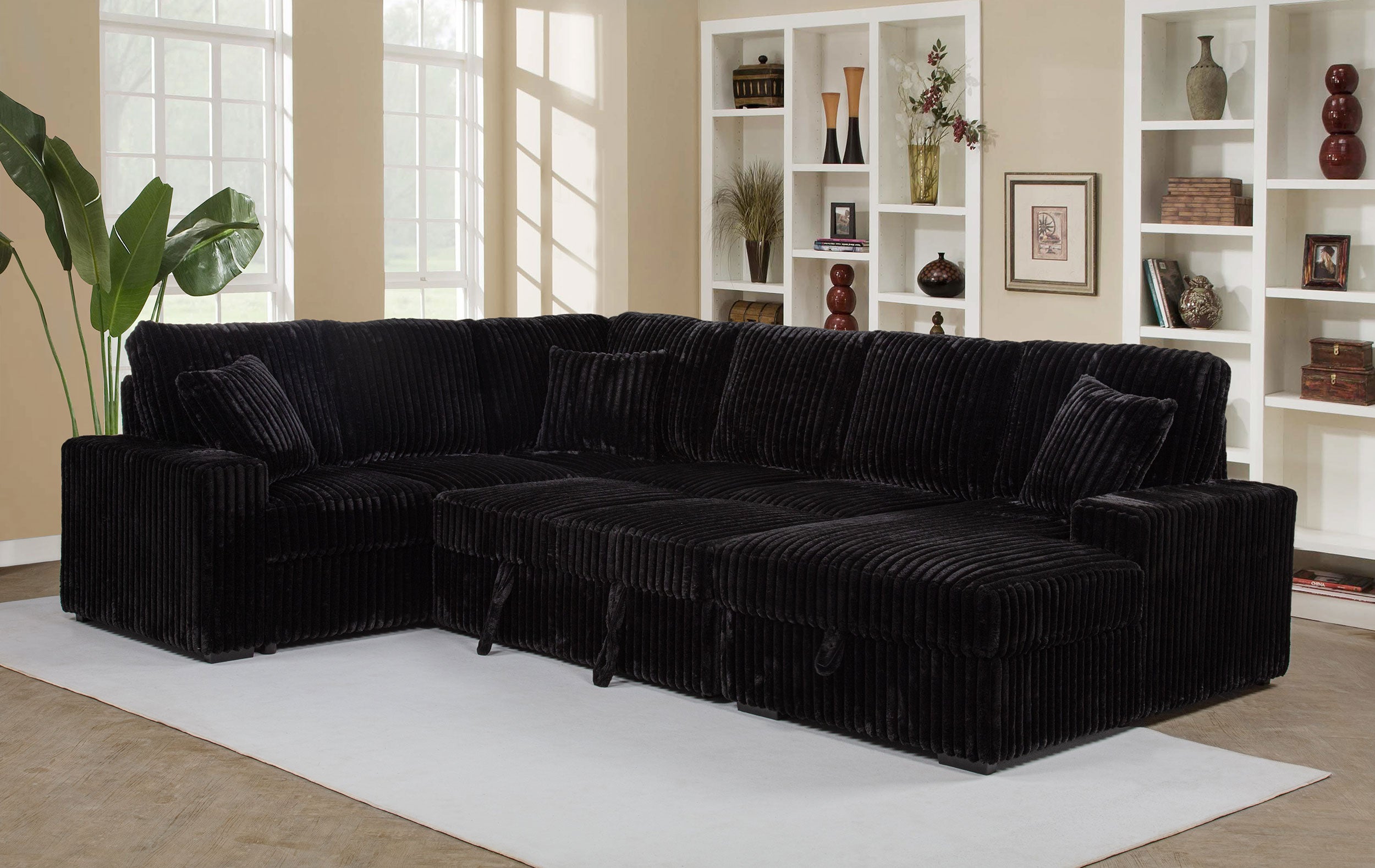 Devonshire Pull-Out Sleeper Sectional Sofa - Ideal Furniture (Fresno,CA)