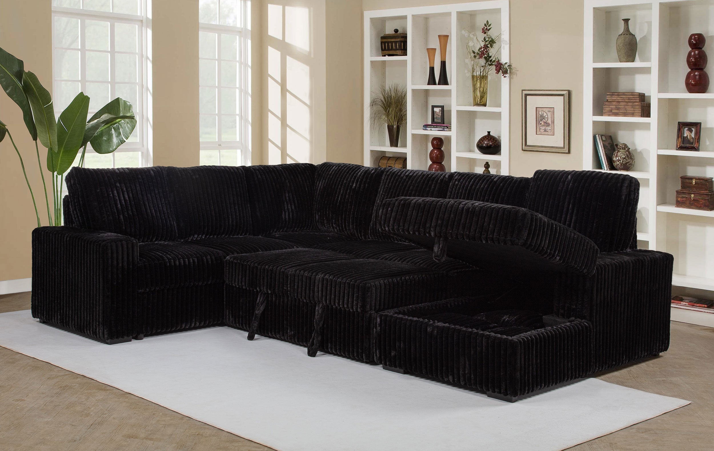 Devonshire Pull-Out Sleeper Sectional Sofa - Ideal Furniture (Fresno,CA)