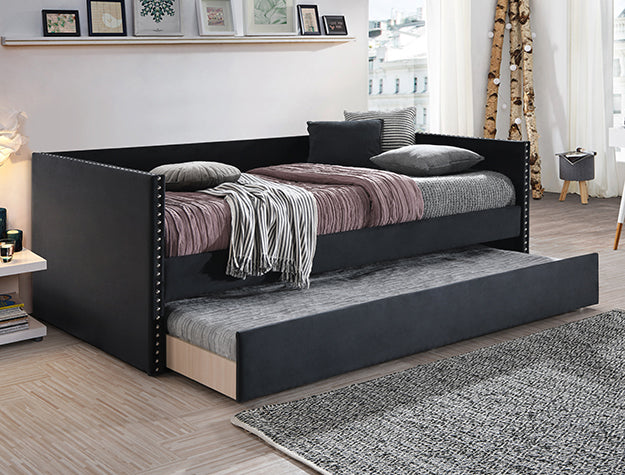 SADIE DAYBED ARM BLACK VELVET - Ideal Furniture (Fresno,CA)