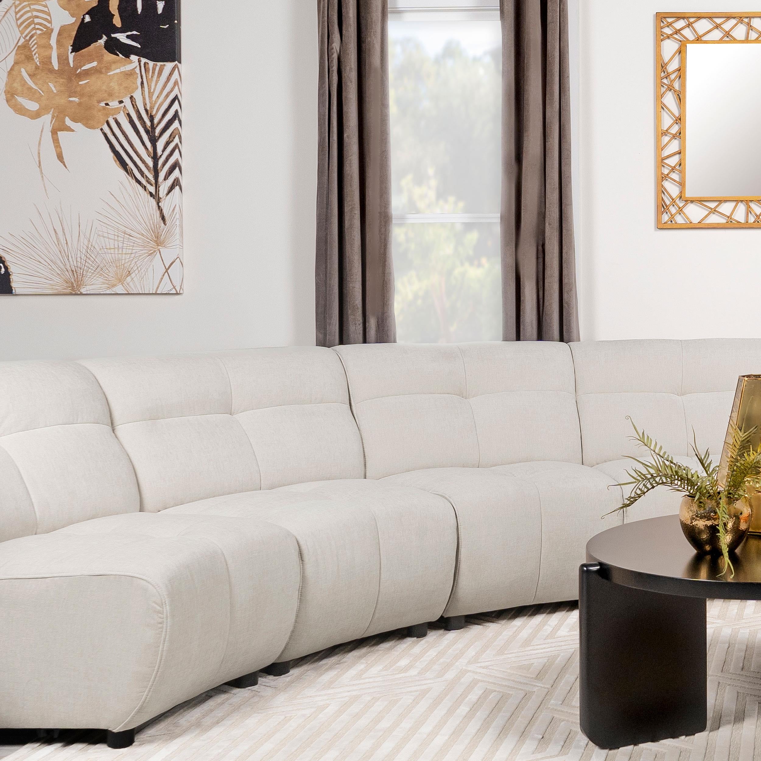 Charlotte Upholstered Curved Armless Chair Ivory - Ideal Furniture (Fresno,CA)