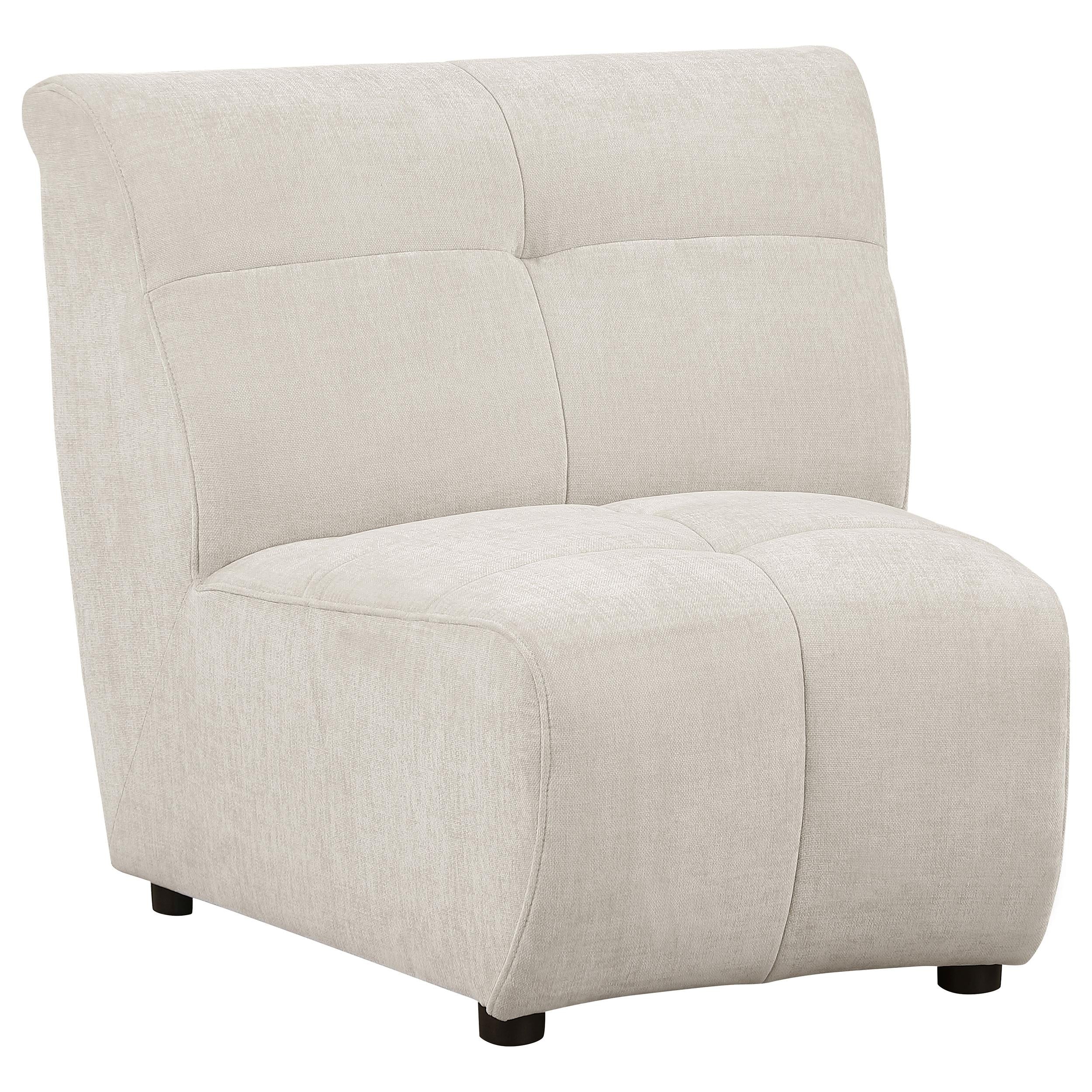 Charlotte Upholstered Curved Armless Chair Ivory - Ideal Furniture (Fresno,CA)