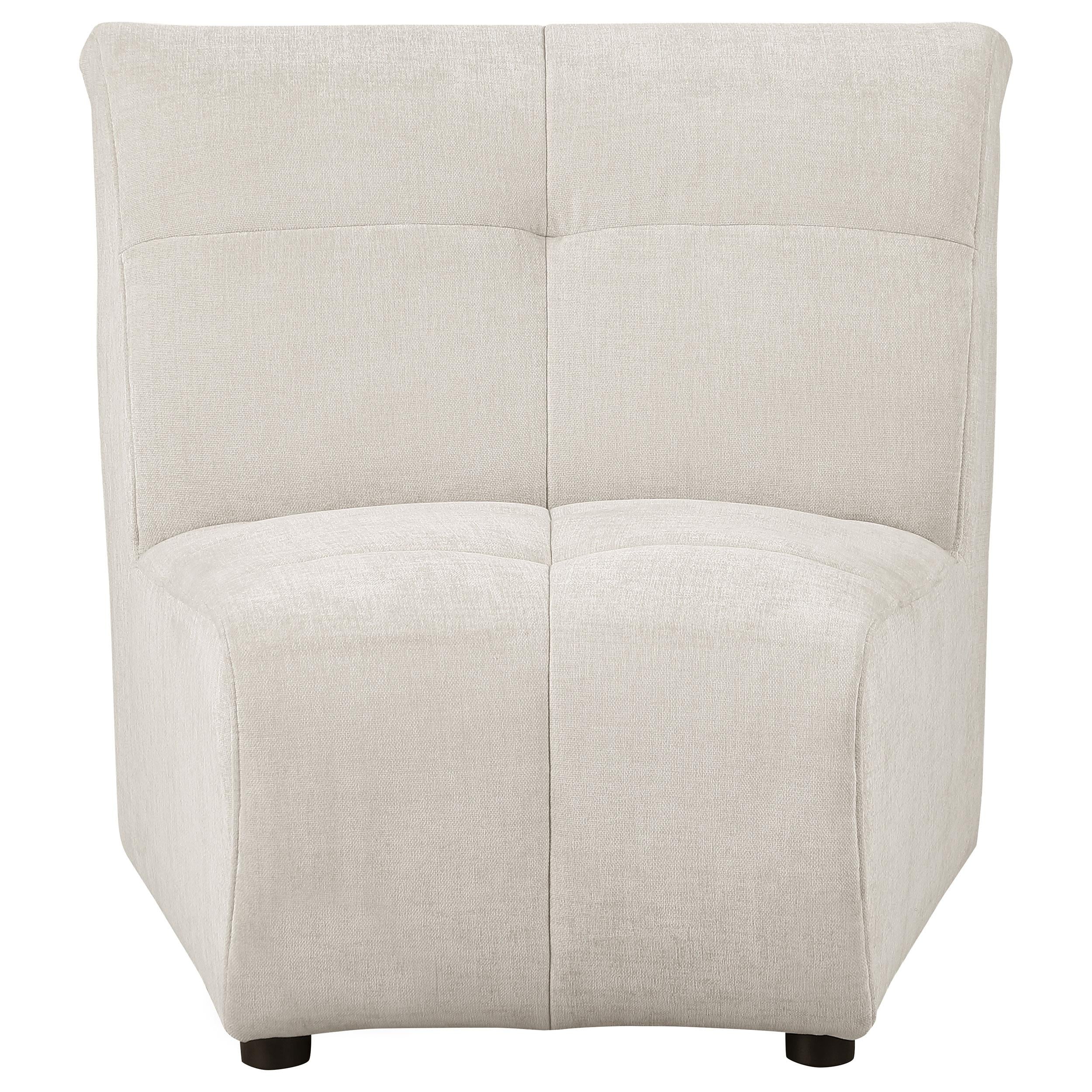 Charlotte Upholstered Curved Armless Chair Ivory - Ideal Furniture (Fresno,CA)
