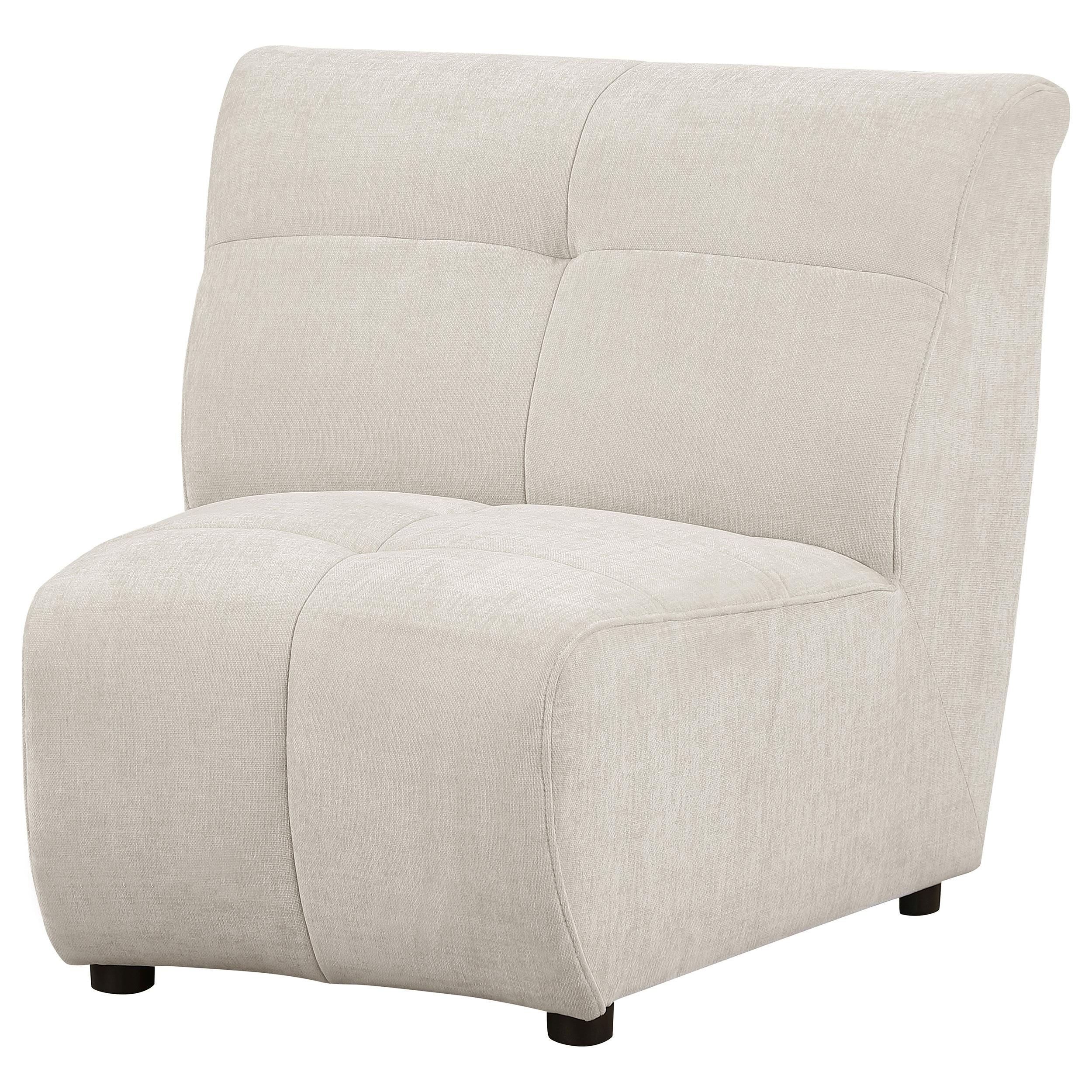 Charlotte Upholstered Curved Armless Chair Ivory - Ideal Furniture (Fresno,CA)