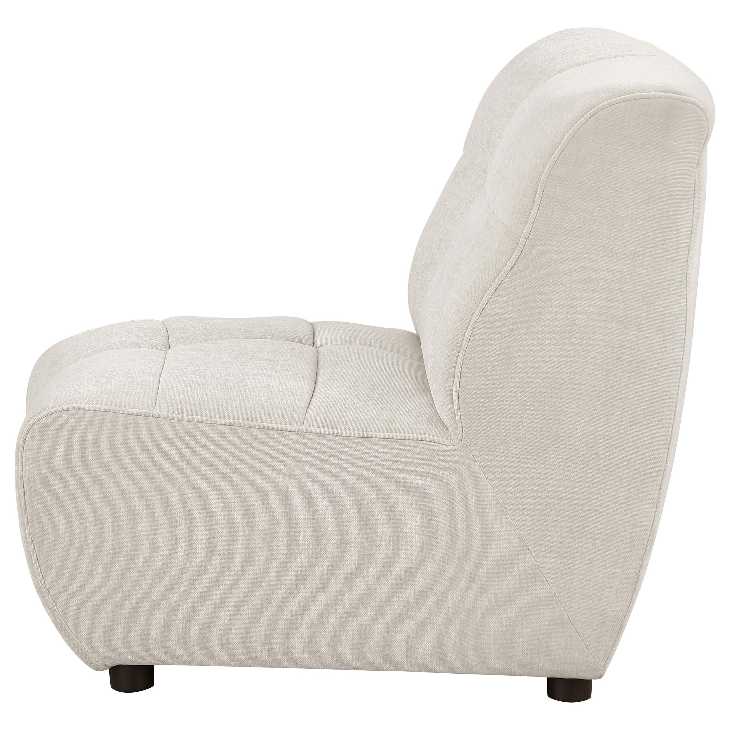 Charlotte Upholstered Curved Armless Chair Ivory - Ideal Furniture (Fresno,CA)