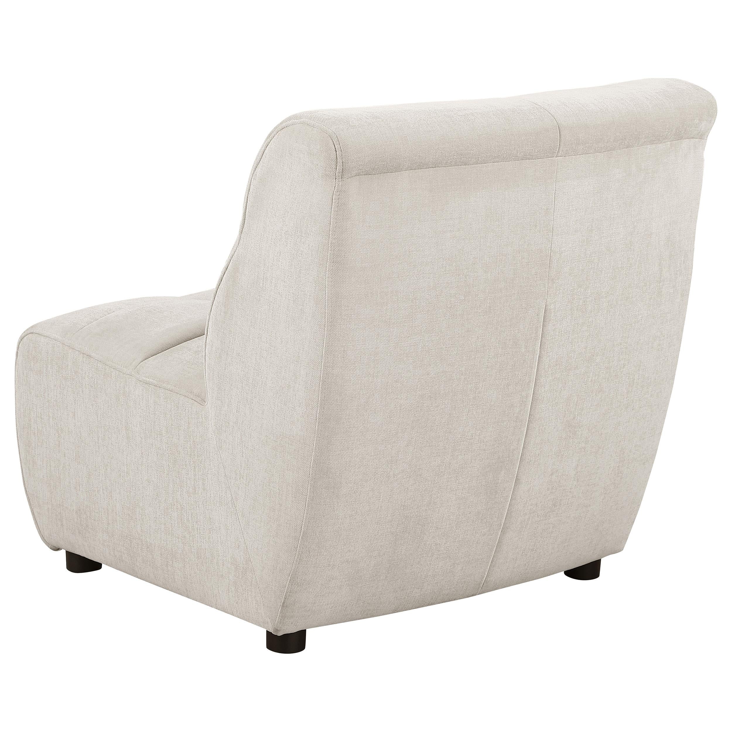 Charlotte Upholstered Curved Armless Chair Ivory - Ideal Furniture (Fresno,CA)