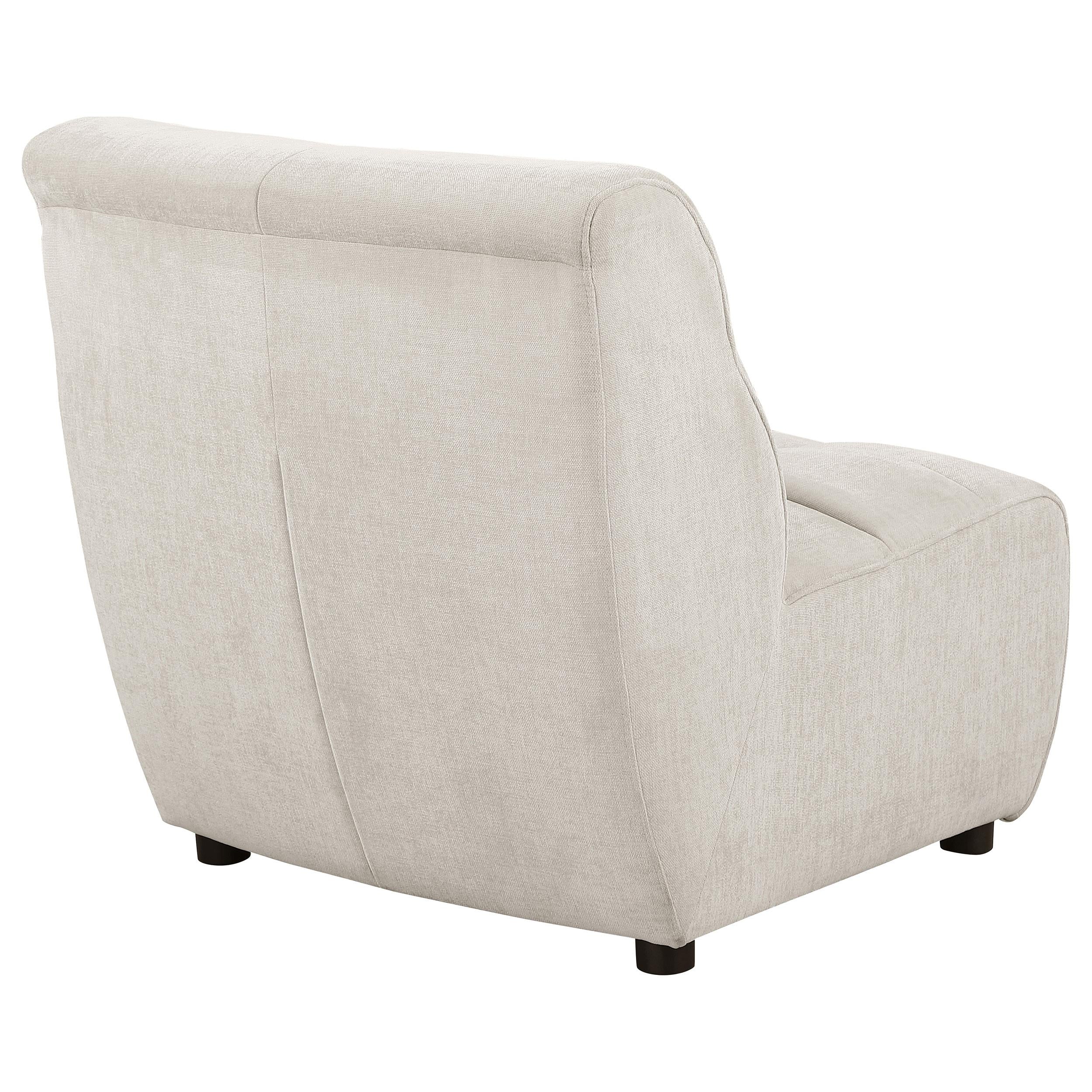Charlotte Upholstered Curved Armless Chair Ivory - Ideal Furniture (Fresno,CA)