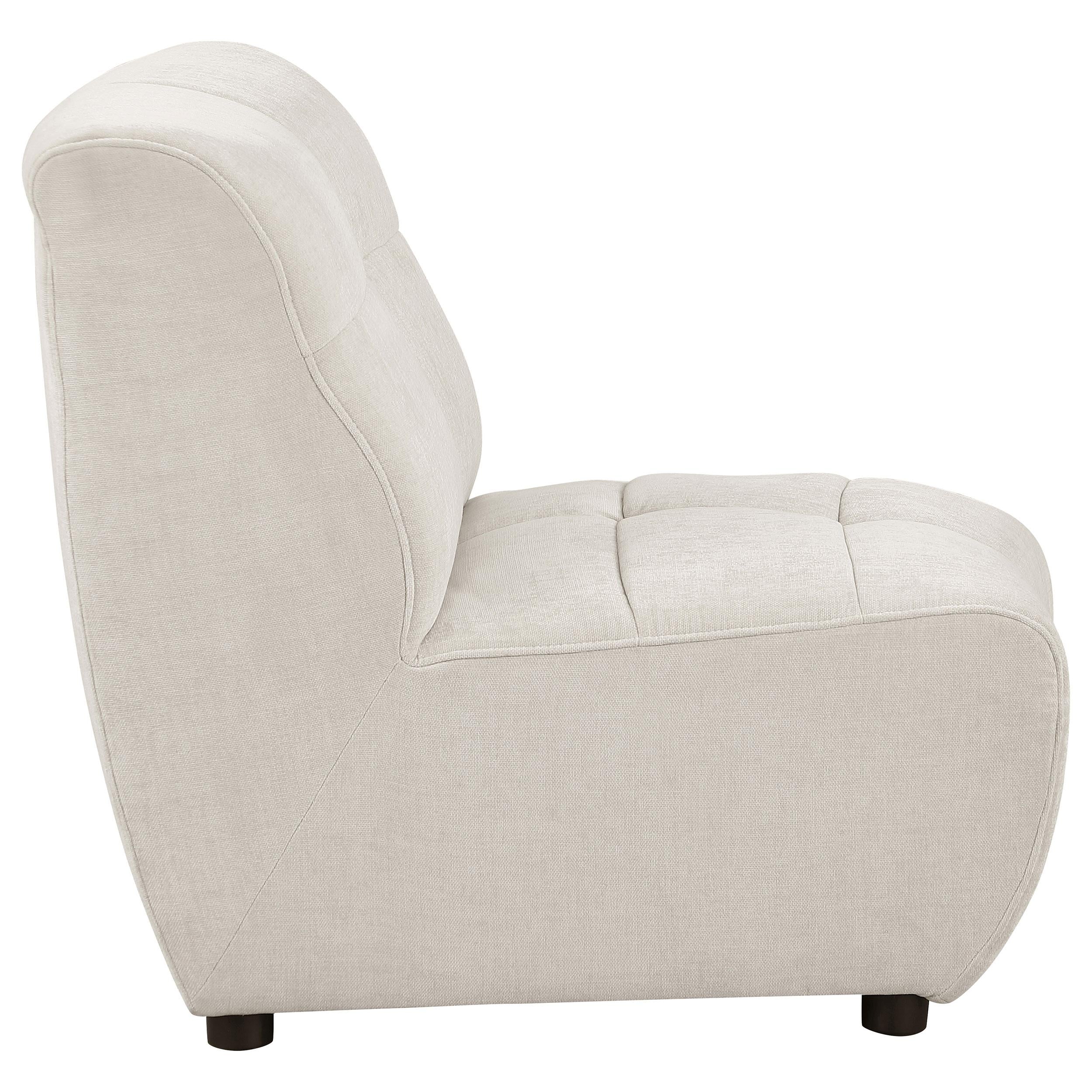 Charlotte Upholstered Curved Armless Chair Ivory - Ideal Furniture (Fresno,CA)