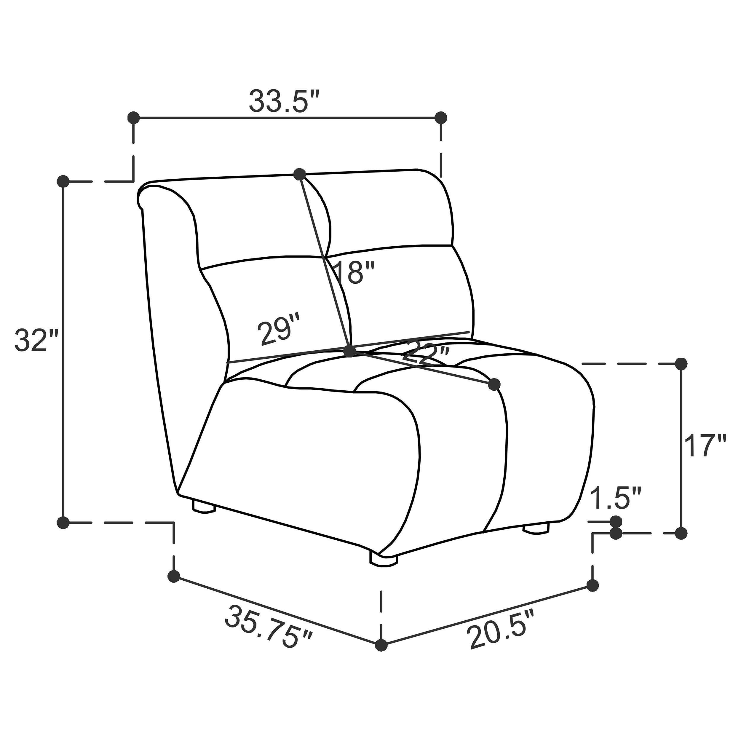 Charlotte Upholstered Curved Armless Chair Ivory - Ideal Furniture (Fresno,CA)