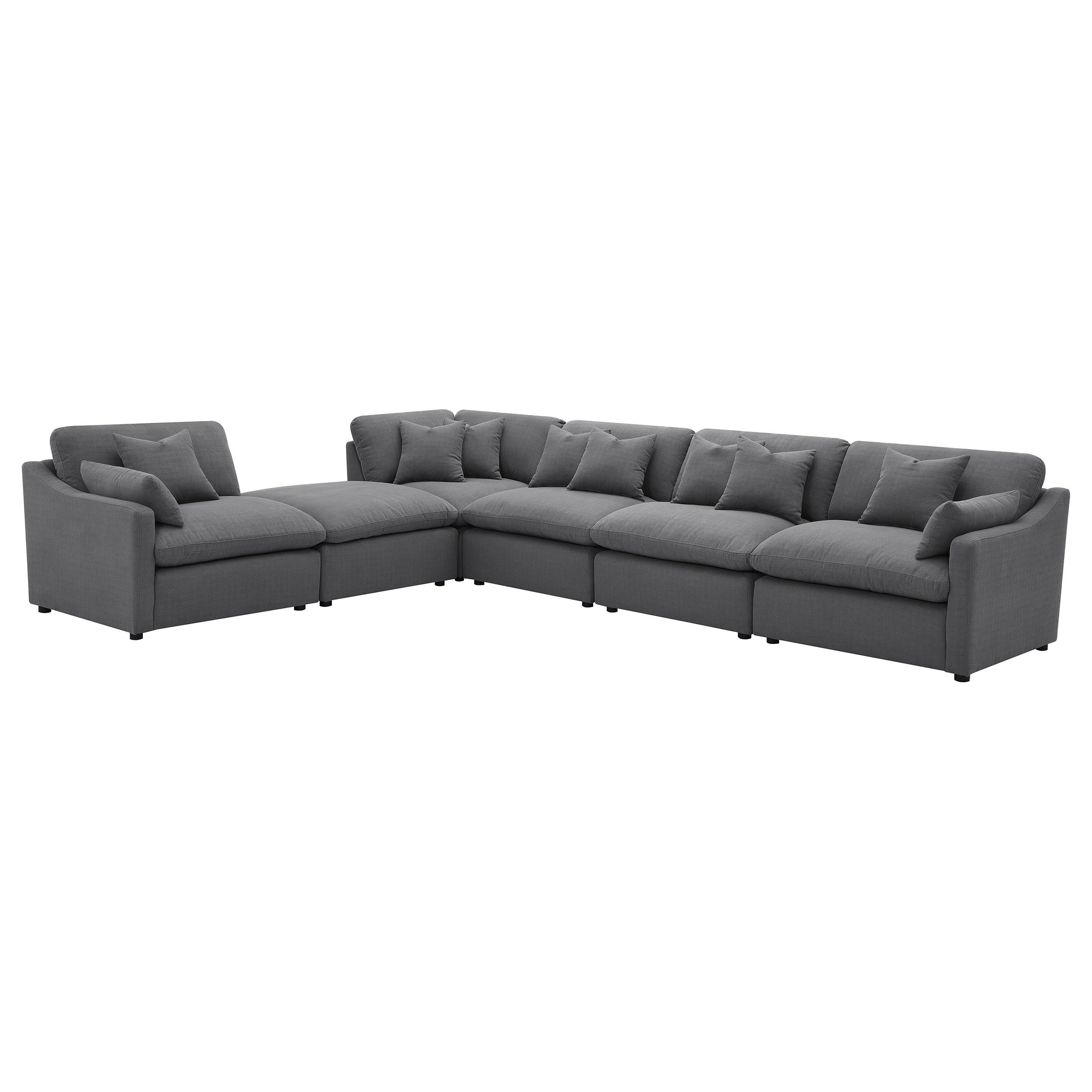 Hobson 6-piece Upholstered Modular Sectional Sofa Charcoal - Ideal Furniture (Fresno,CA)