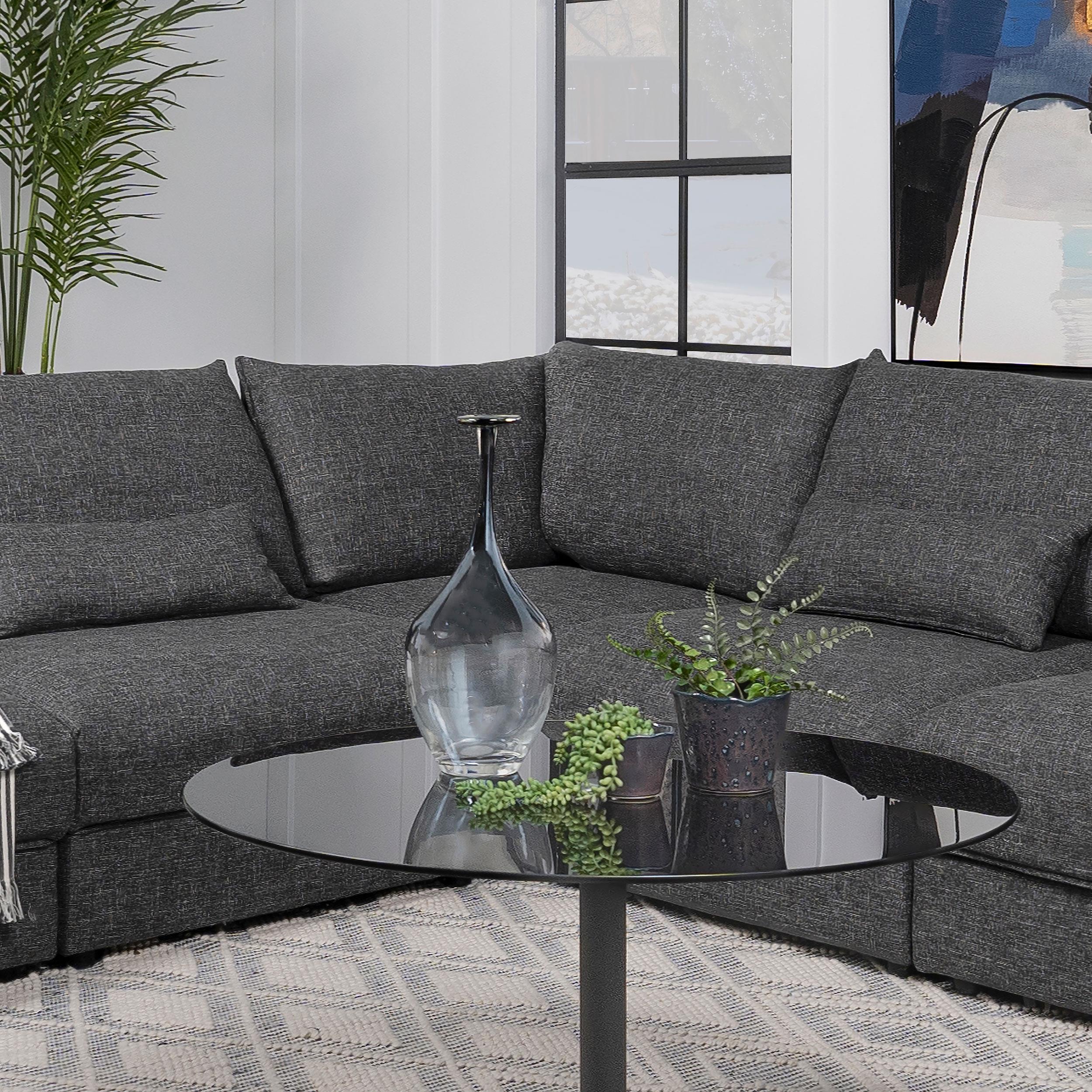 Sasha Upholstered Corner Chair Barely Black - Ideal Furniture (Fresno,CA)
