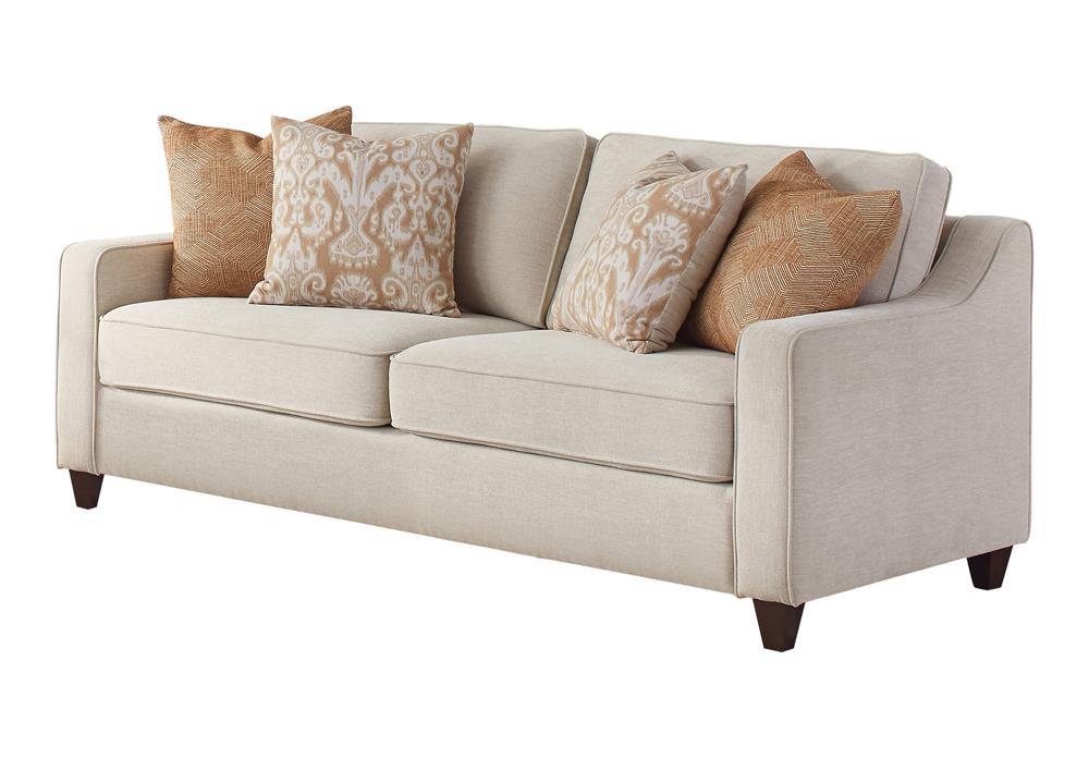 Christine Upholstered Cushion Back Sofa Beige - Ideal Furniture (Fresno,CA)