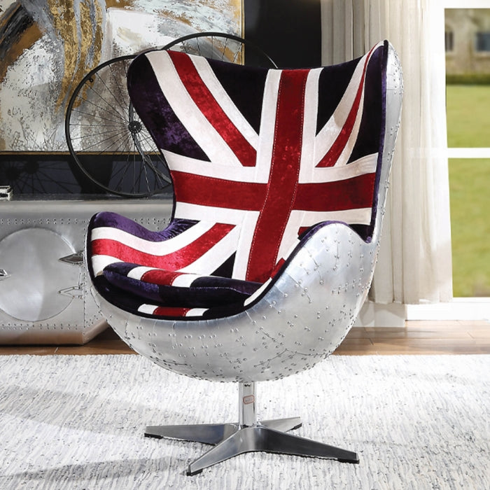 Brancaster British Flag Accent Chair With Swivel - Ideal Furniture (Fresno,CA)