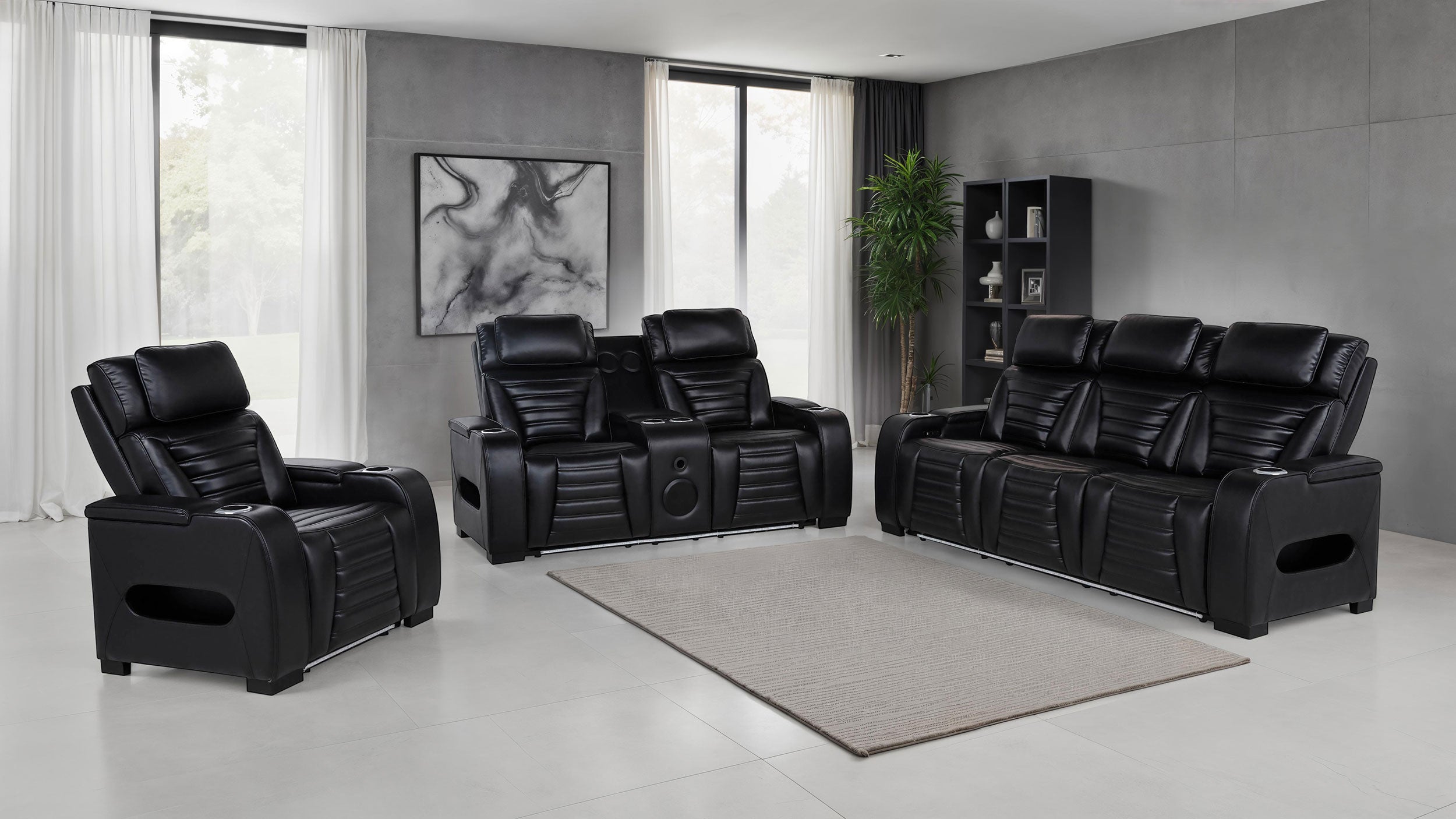 Zuma Dual Power Reclining Sofa Set - Ideal Furniture (Fresno,CA)