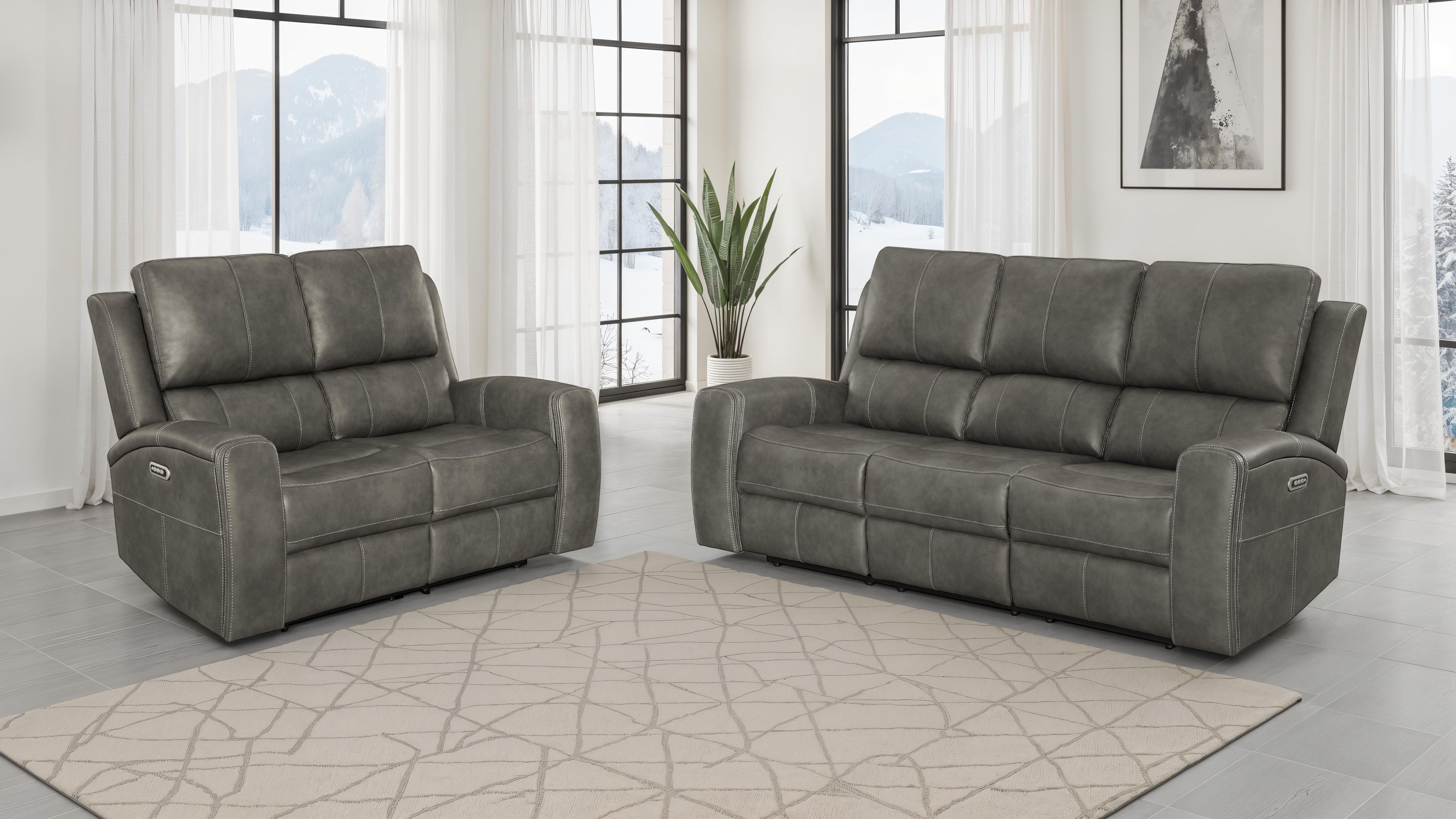Brickston Triple Power Reclining Sofa Set - Ideal Furniture (Fresno,CA)