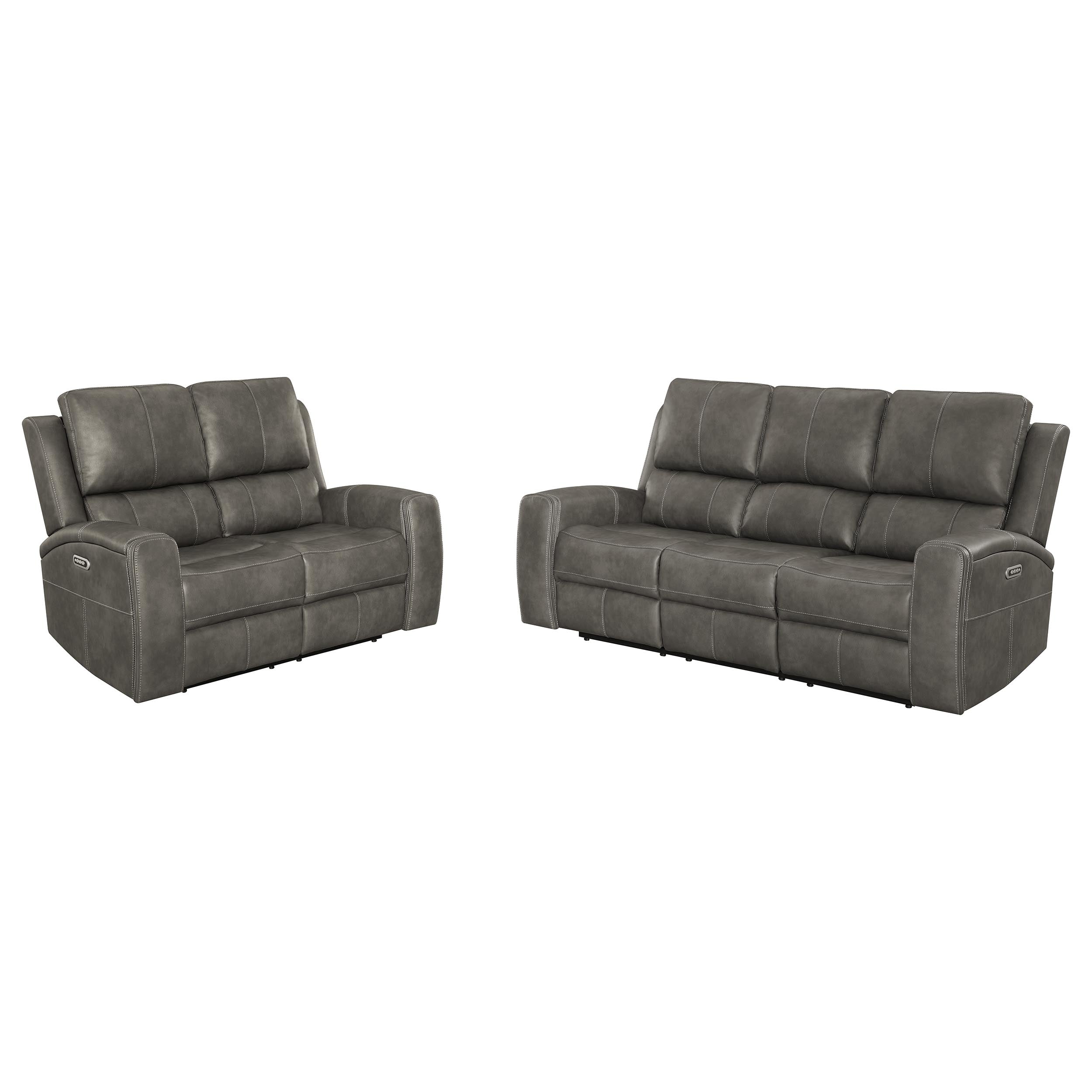 Brickston Triple Power Reclining Sofa Set - Ideal Furniture (Fresno,CA)
