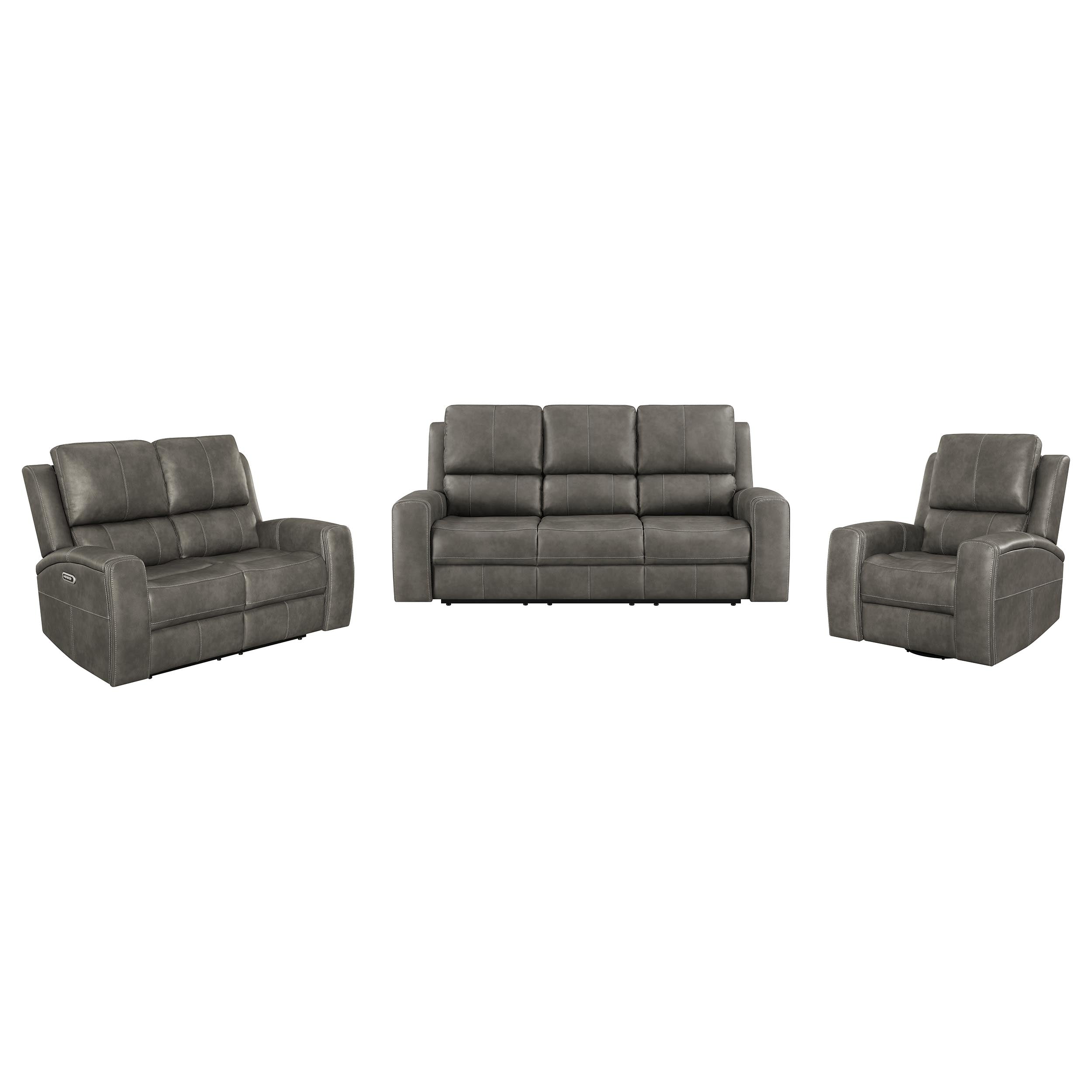 Brickston Triple Power Reclining Sofa Set - Ideal Furniture (Fresno,CA)