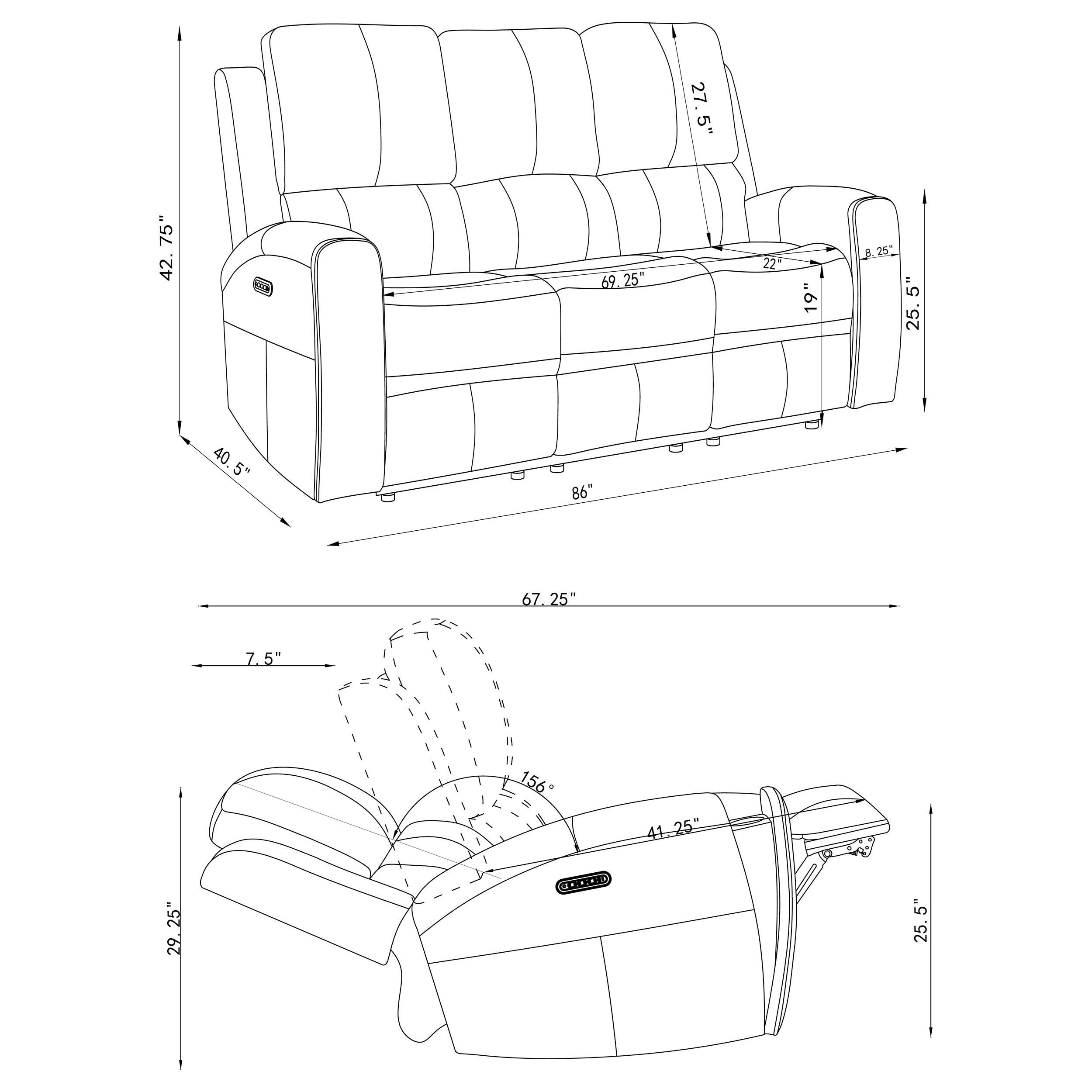 Brickston Triple Power Reclining Sofa - Ideal Furniture (Fresno,CA)