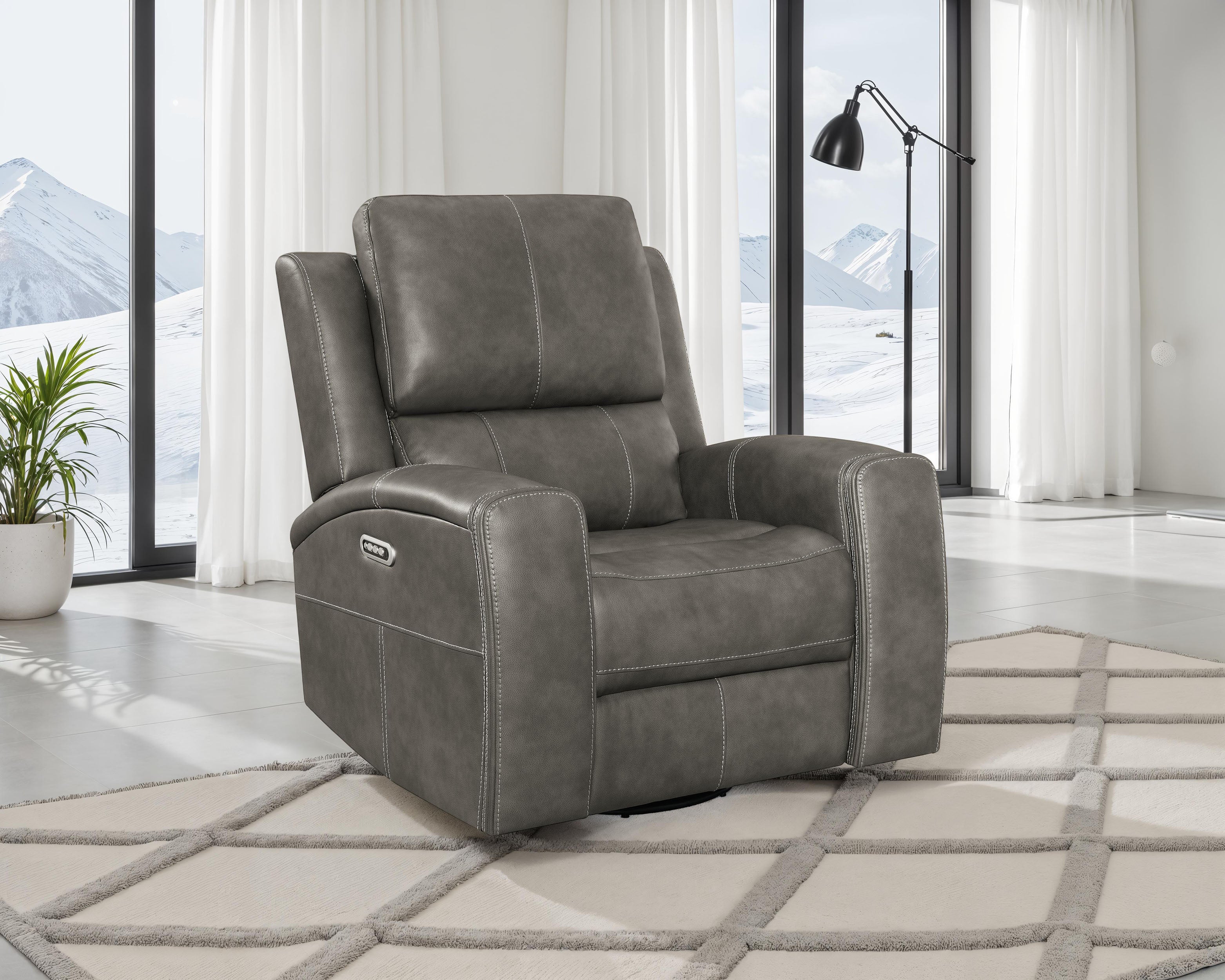 Brickston Triple Power Swivel Glider Recliner - Ideal Furniture (Fresno,CA)