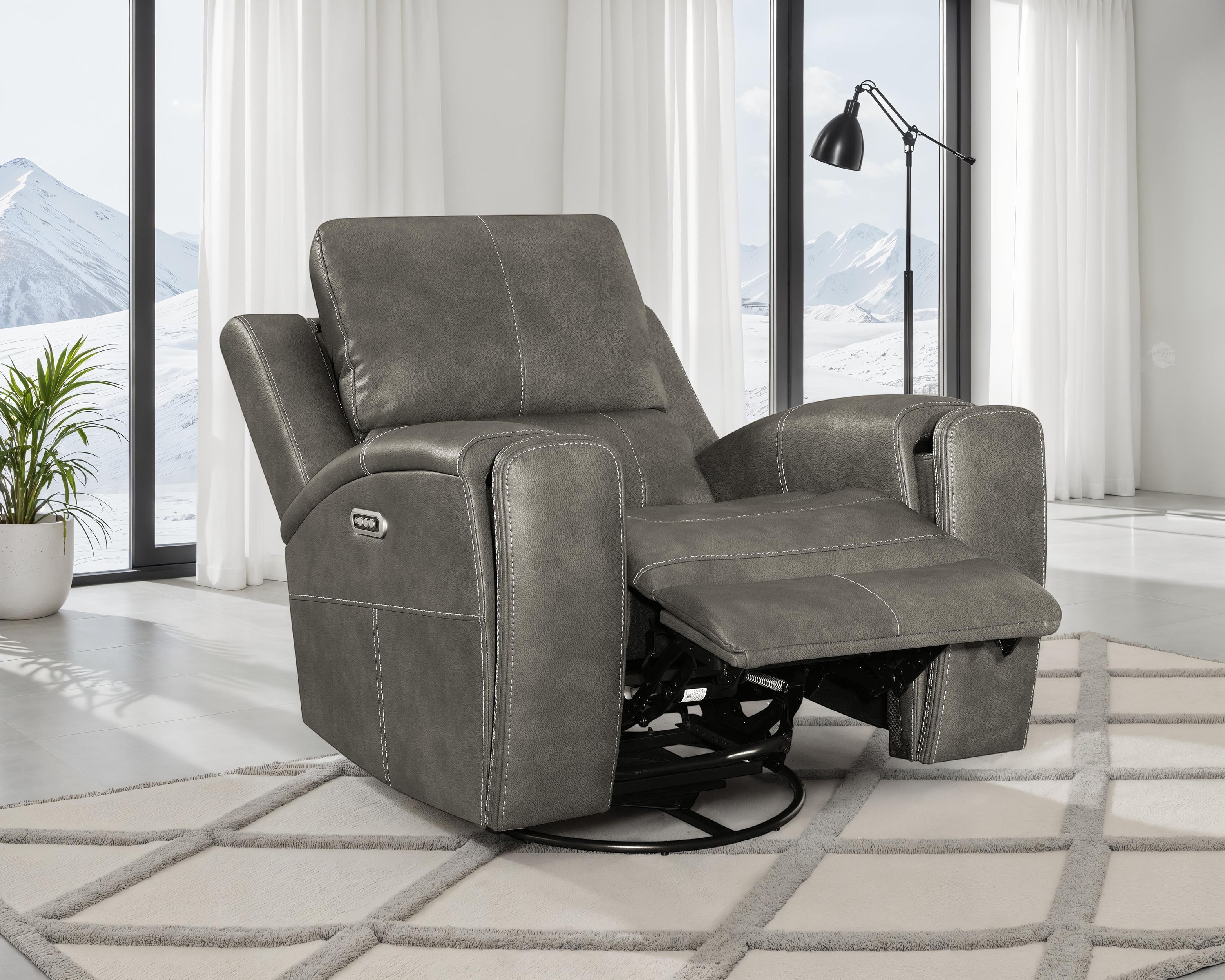 Brickston Triple Power Swivel Glider Recliner - Ideal Furniture (Fresno,CA)