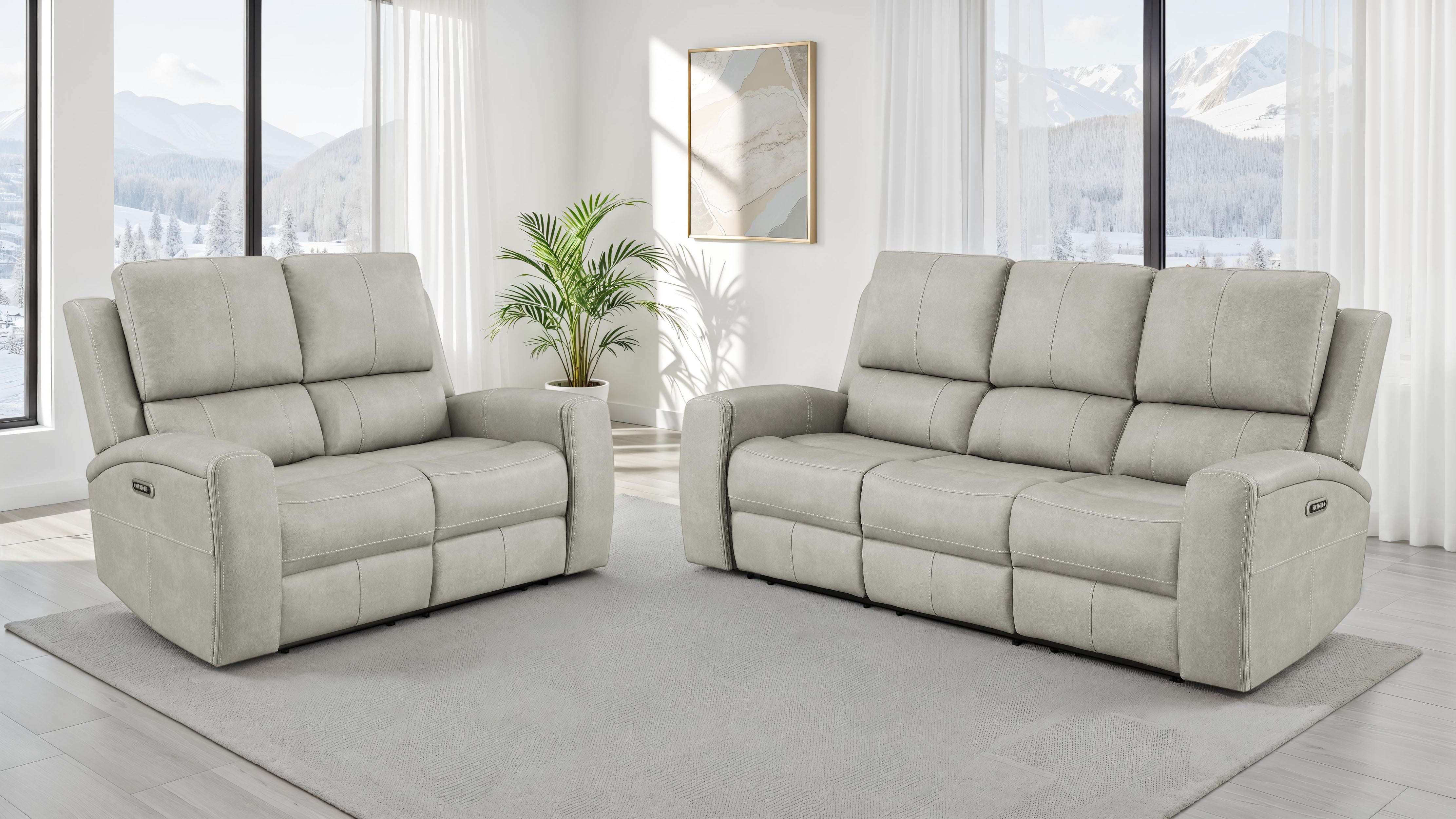 Brickston Triple Power Reclining Sofa Set - Ideal Furniture (Fresno,CA)