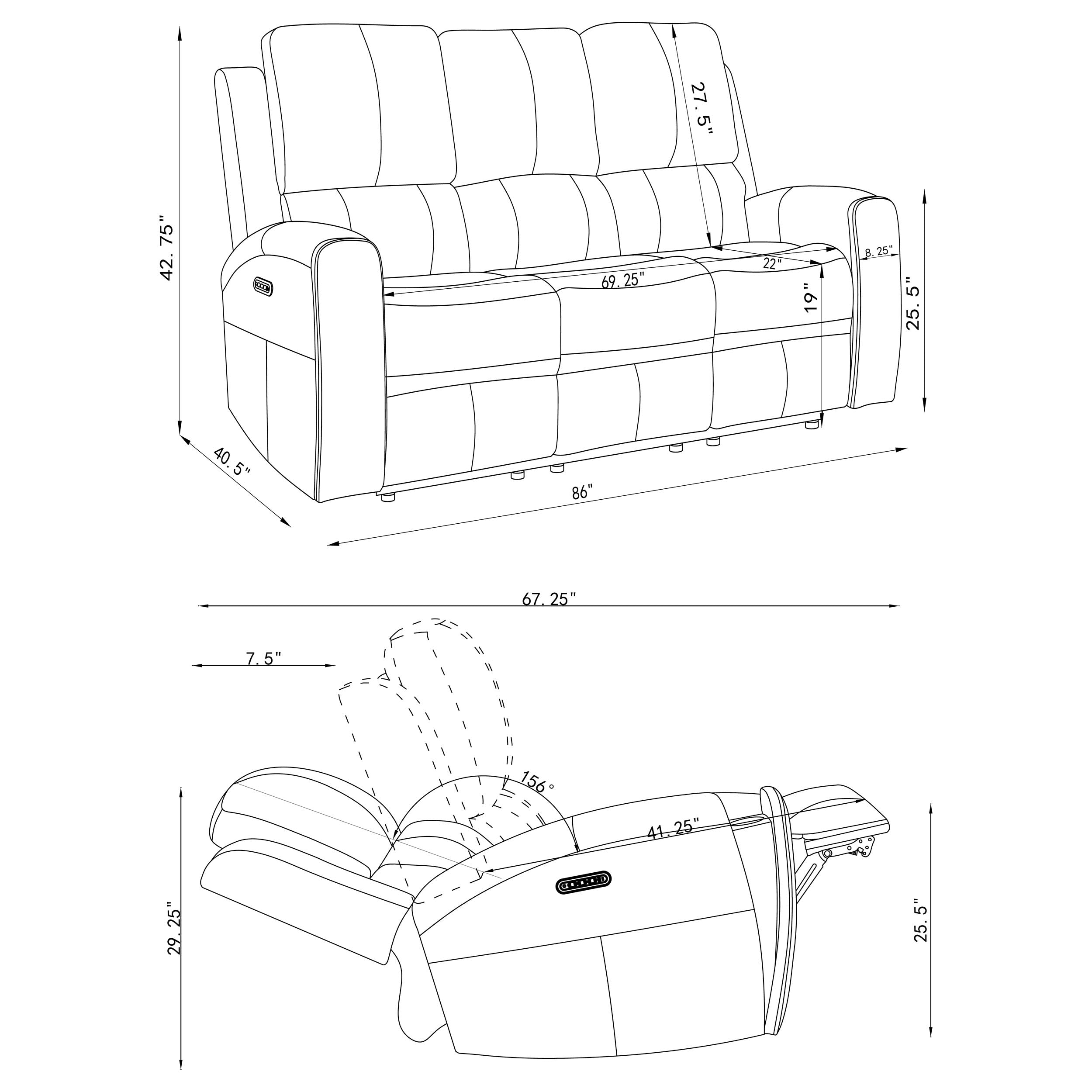 Brickston Triple Power Reclining Sofa Set - Ideal Furniture (Fresno,CA)