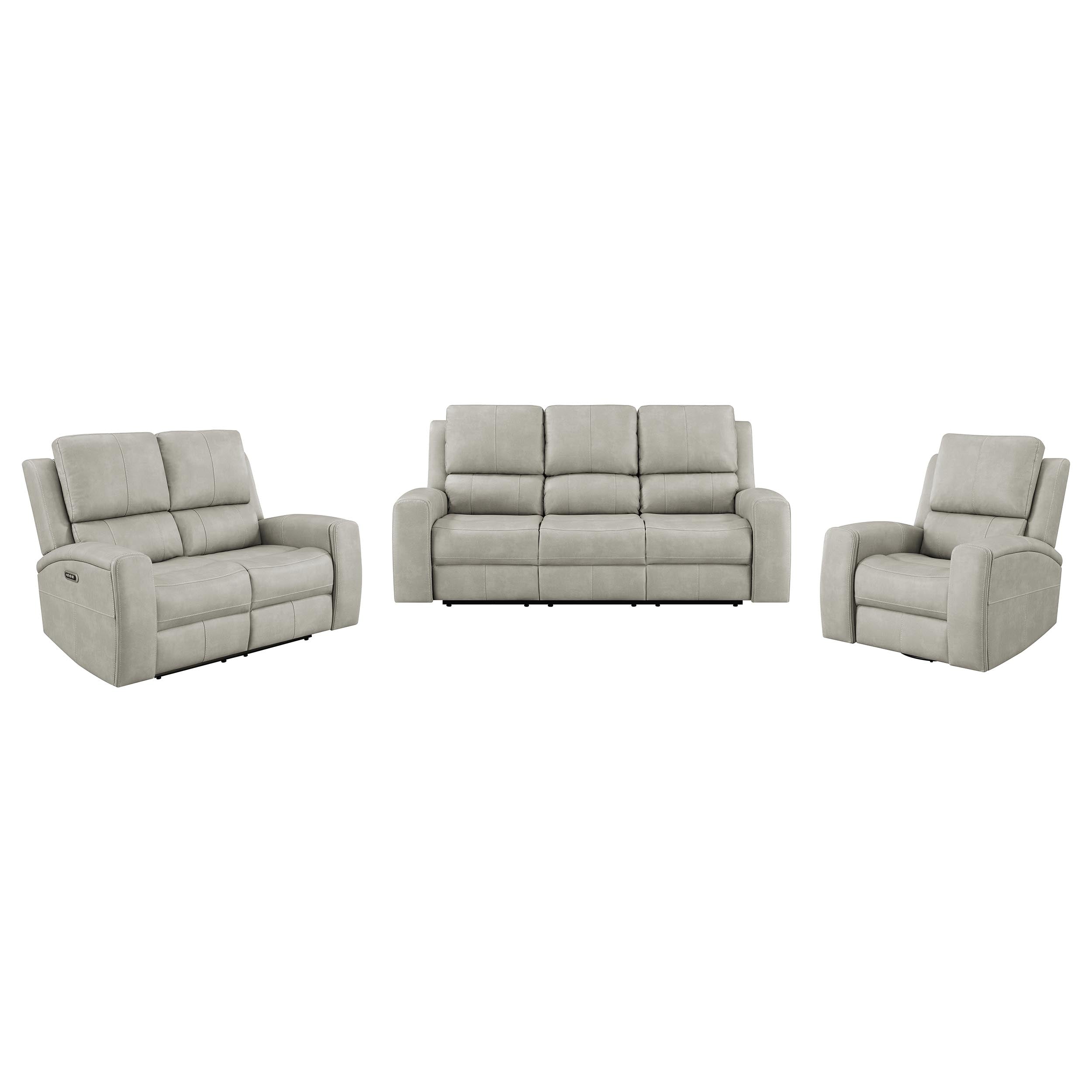 Brickston Triple Power Reclining Sofa Set - Ideal Furniture (Fresno,CA)