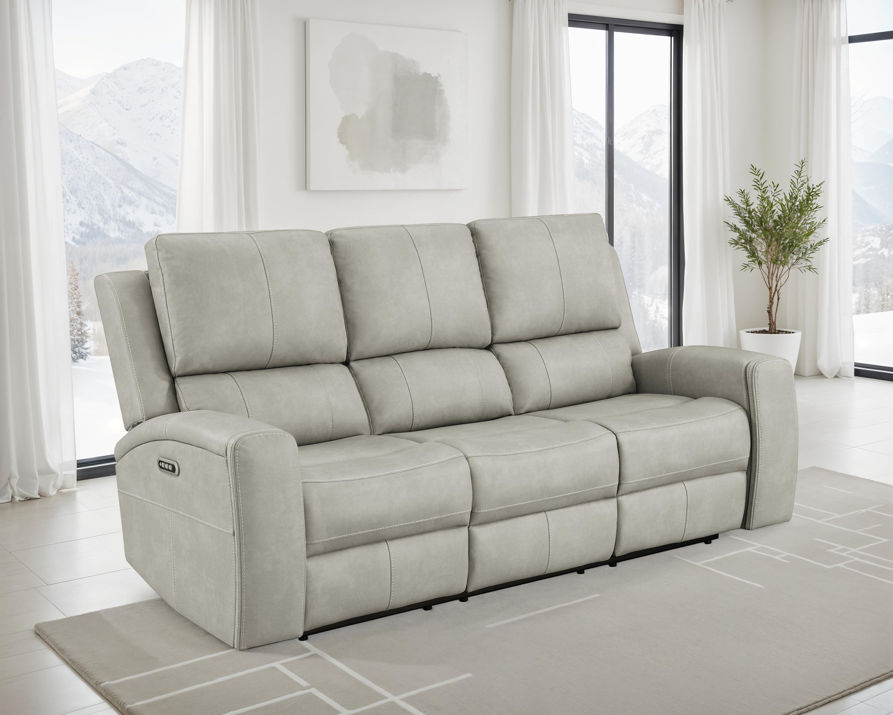 Brickston Triple Power Reclining Sofa - Ideal Furniture (Fresno,CA)