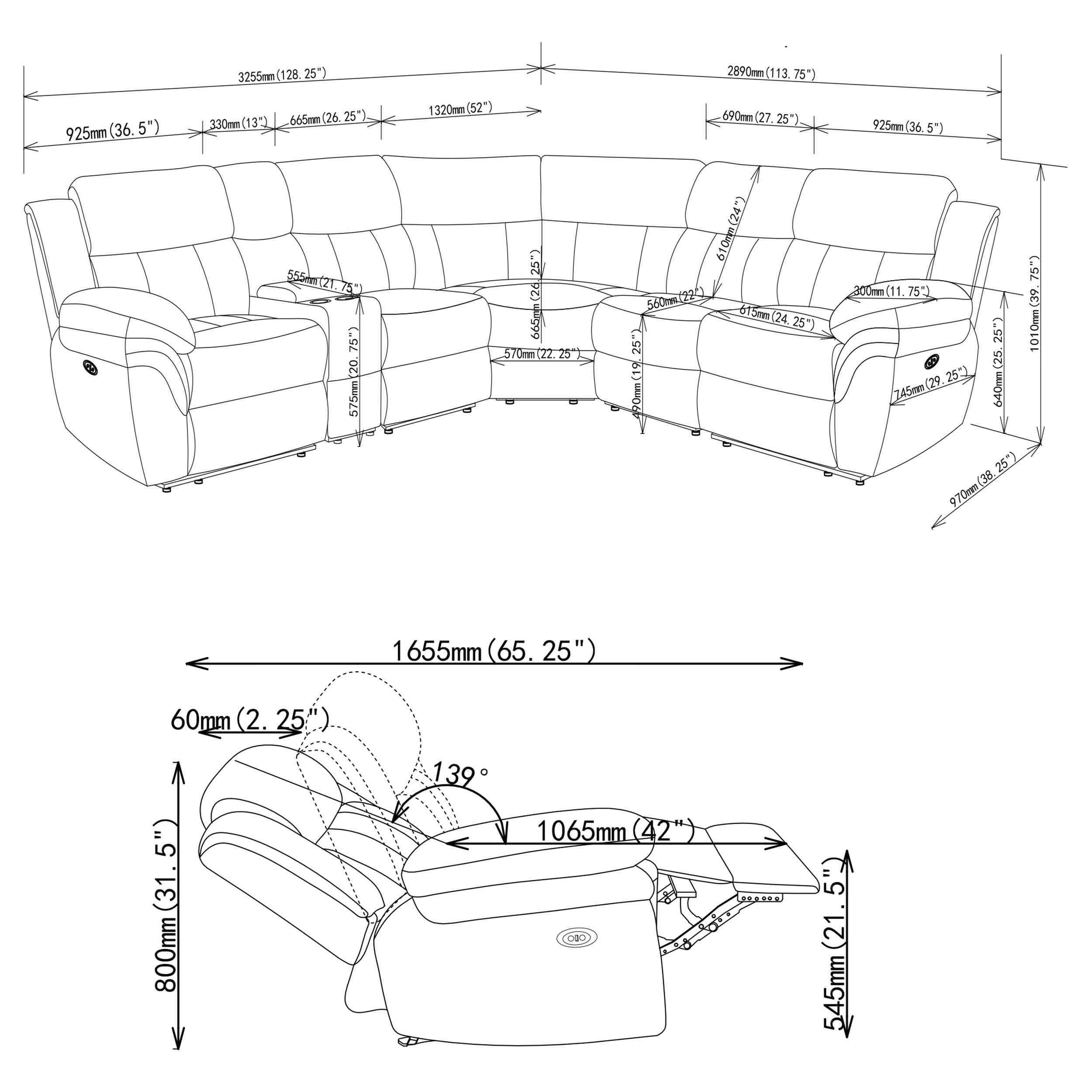 Bahrain Modular Power Reclining Sectional Sofa - Ideal Furniture (Fresno,CA)