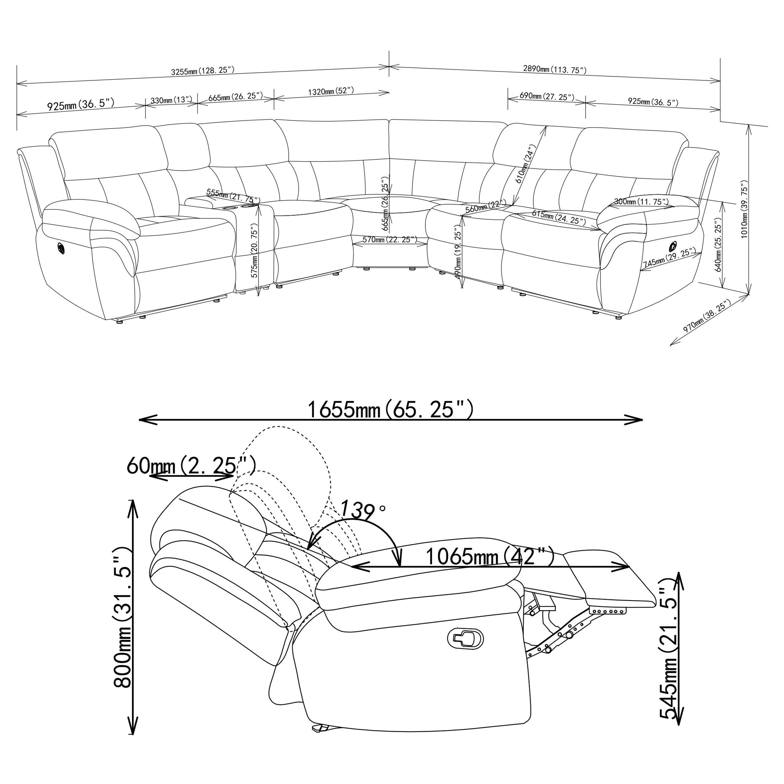 Bahrain Modular Reclining Sectional Sofa - Ideal Furniture (Fresno,CA)
